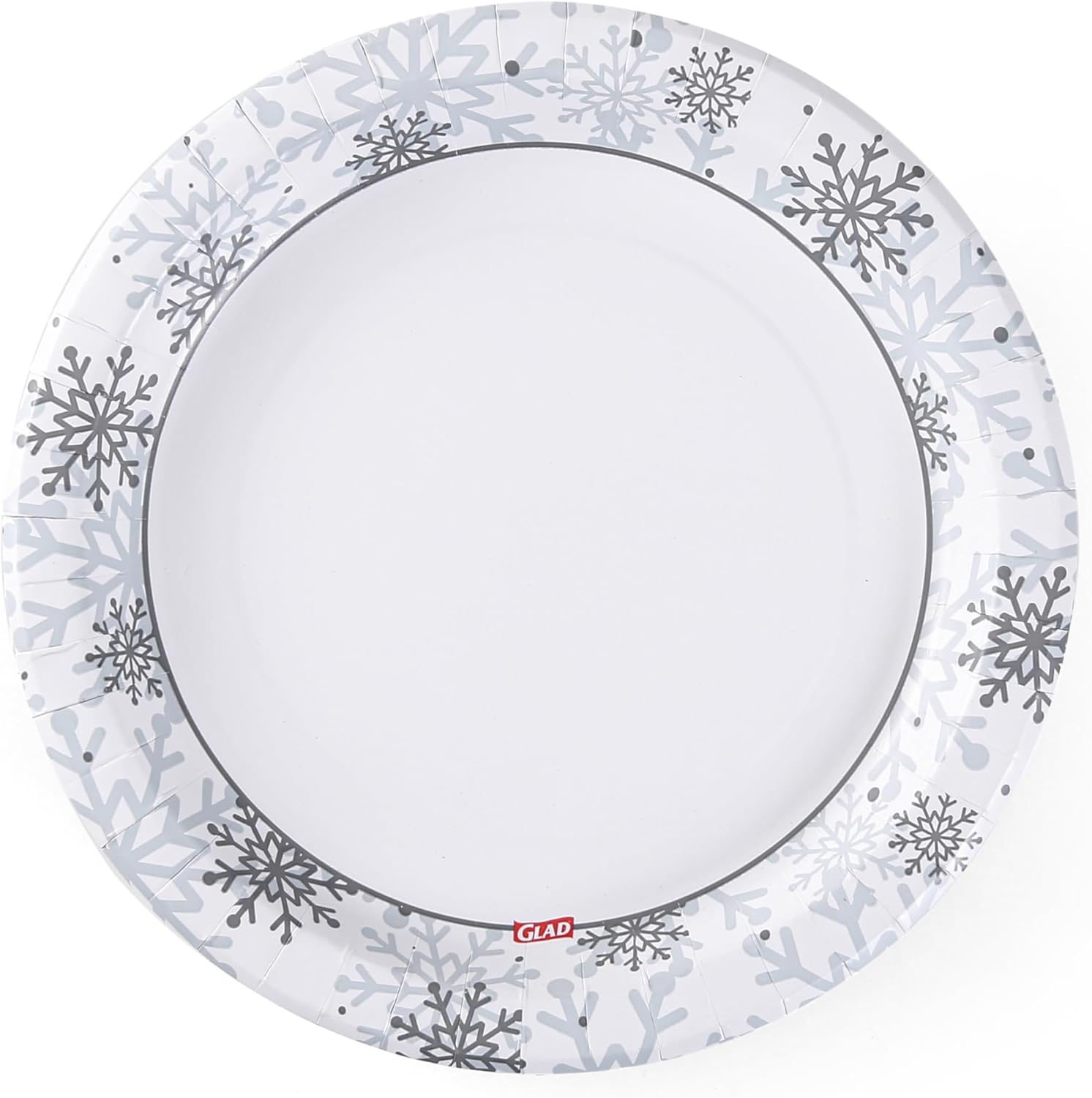 Glad Disposable Holiday Paper Plates, 10 Inch, 20 Count - Red Snowflake Design, Heavy Duty and Microwavable