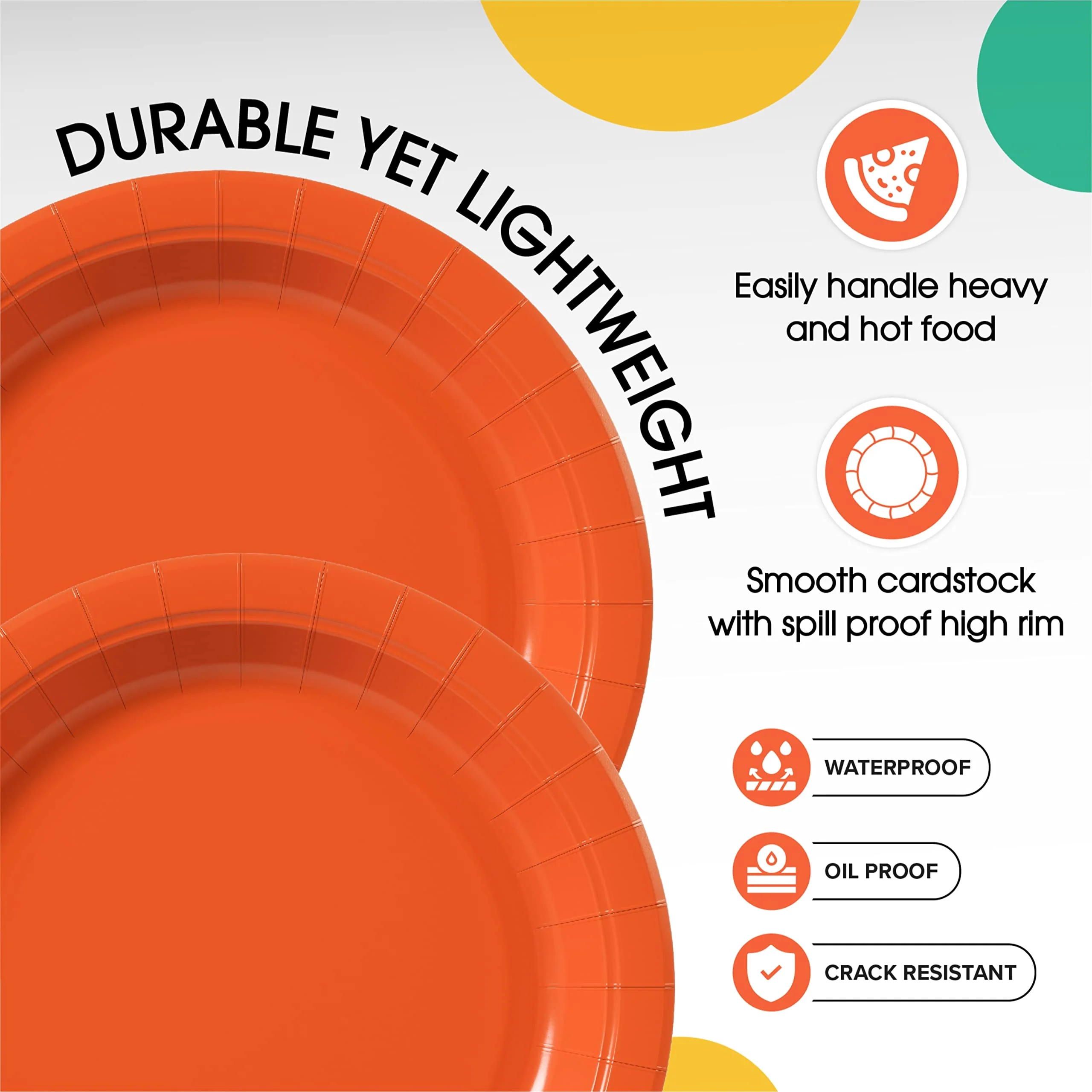 7 In. Orange Paper Plates | 100 Count