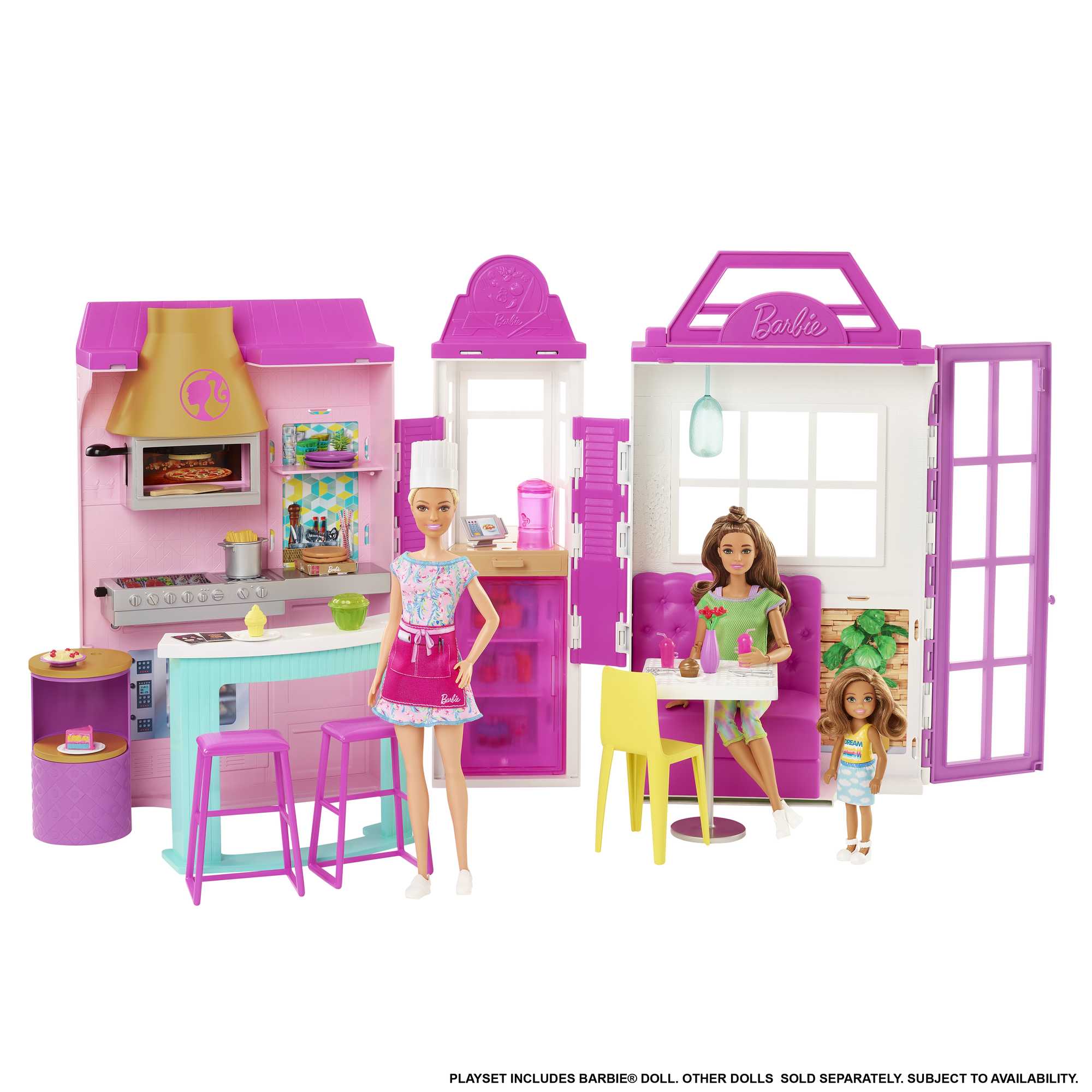 Barbie Cook ��n Grill Restaurant Doll & Playset With 30+ Pieces, For 3 To 7 Year Olds