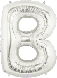 Betallic B Silver 34 inch Shaped Foil Balloon Packaged 1ct