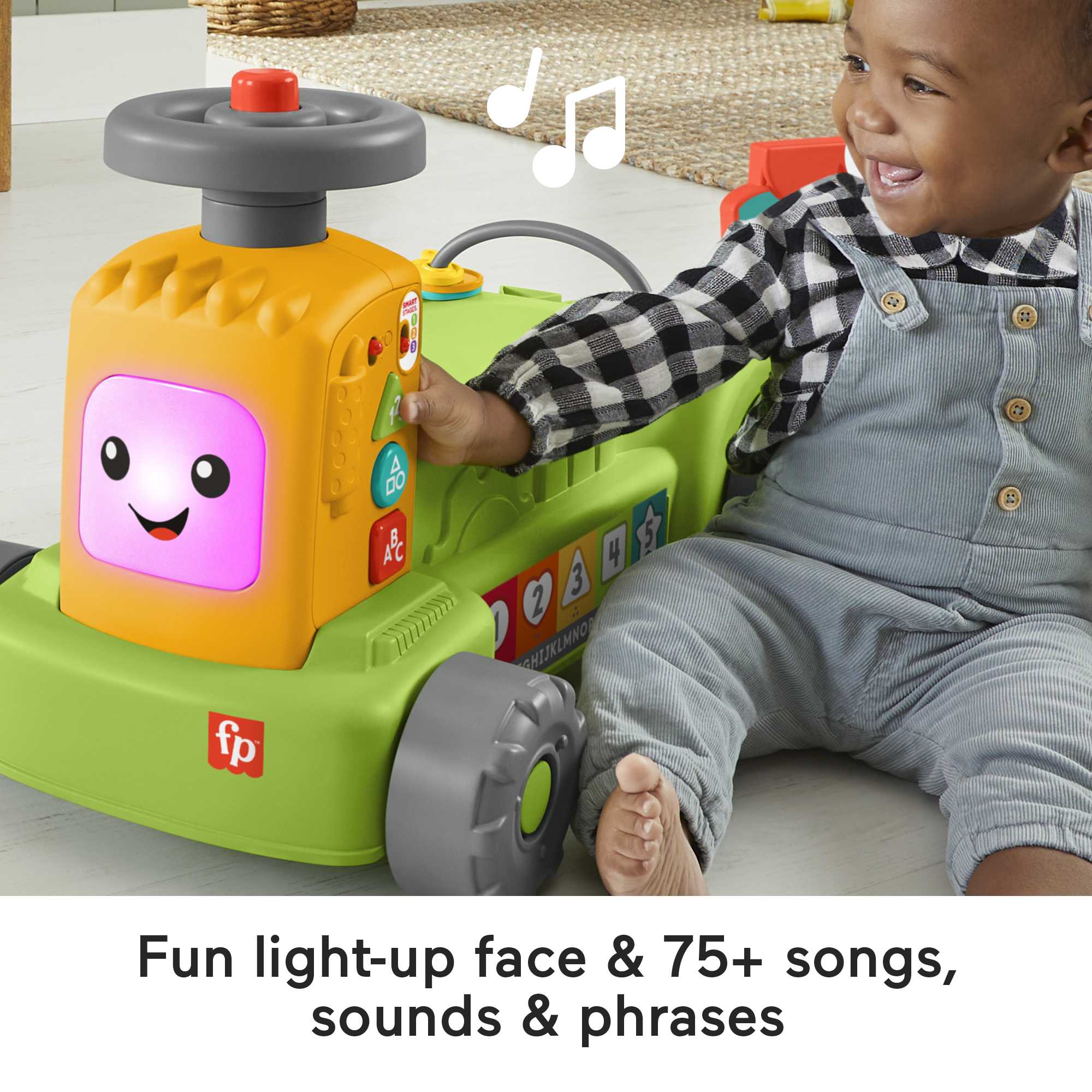 Fisher-Price Laugh & Learn 4-In-1 Farm To Market Tractor Ride-On Learning Toy, Multilanguage Version