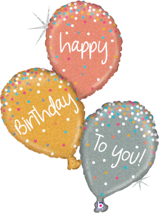 Betallic Rose Gold Birthday Balloons 32 inch Glitter Holographic Shaped Foil Balloon Packaged 1ct