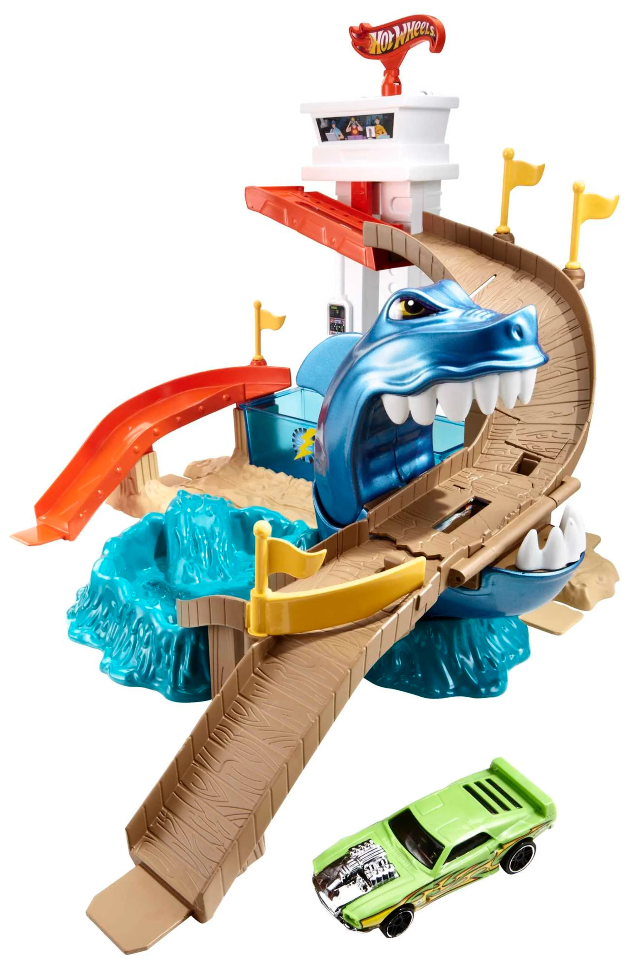 Hot Wheels Color Shifters Sharkport Showdown Track Set, With 1 Color Shifters 1:64 Scale Car