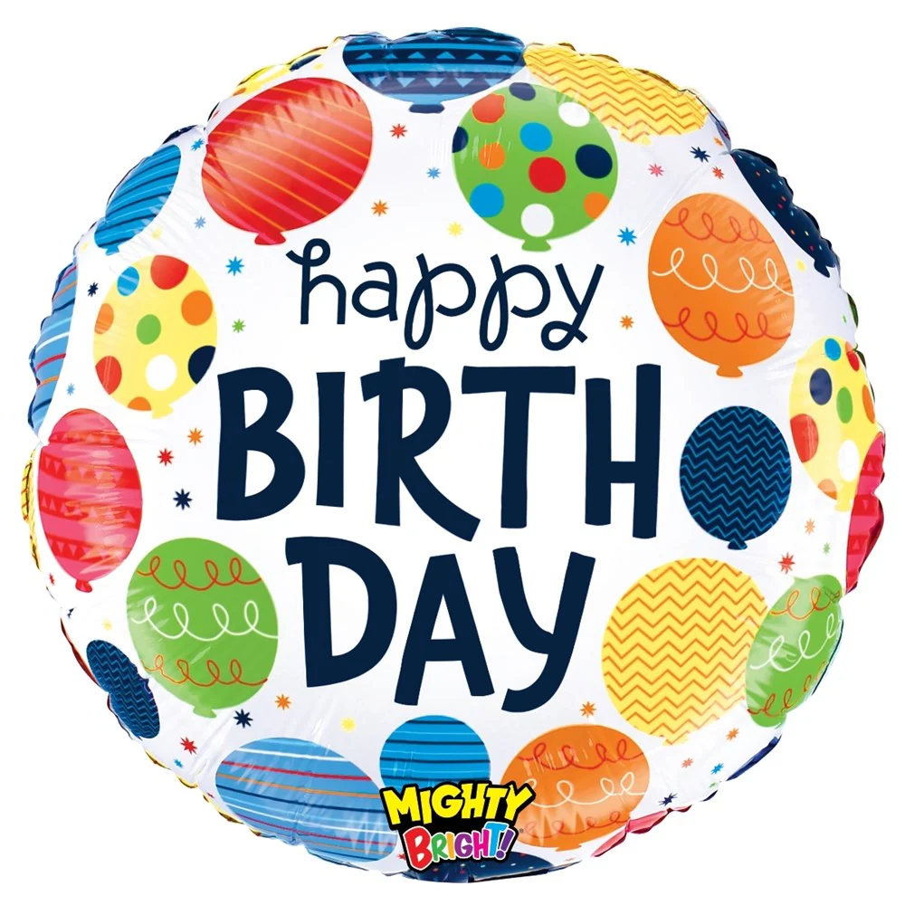 Betallic Mighty Birthday Balloons 21 inch Mighty Bright Balloon Packaged 1ct