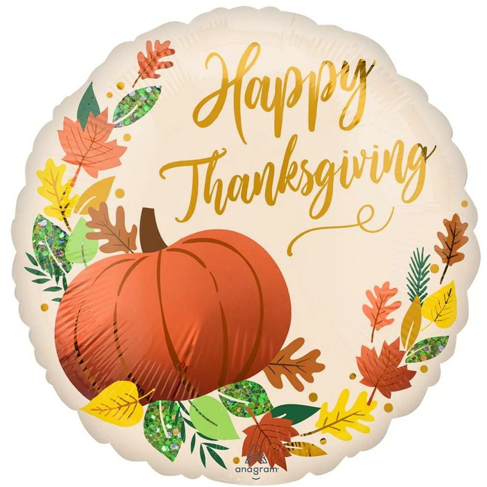 Anagram Thanksgiving Fall Pumpkin 18in Satin Foil Balloon FLAT