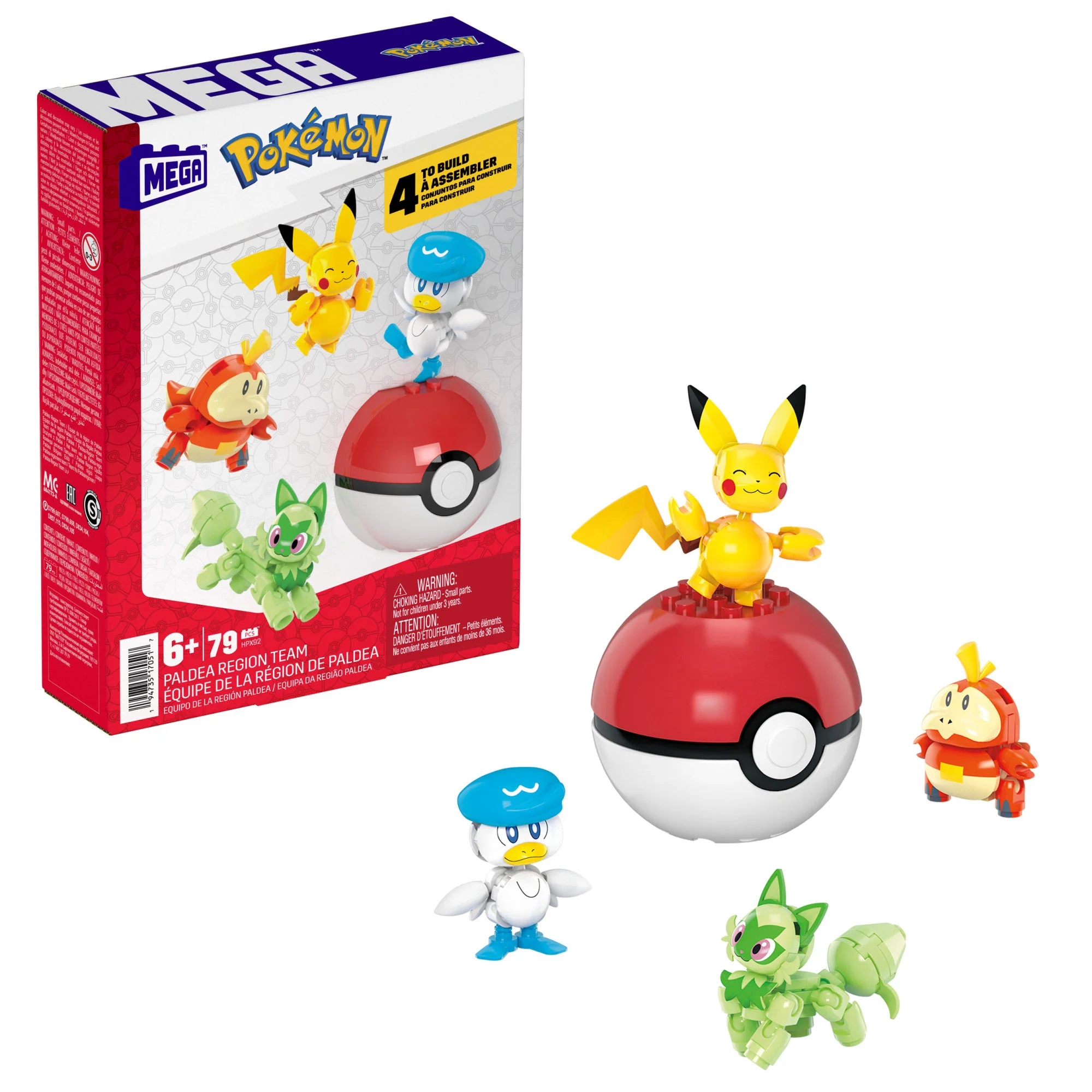 MEGA Pok��mon Building Toy Kit With 4 Action Figures And 1 Pok�� Ball (79 Pieces) For Kids