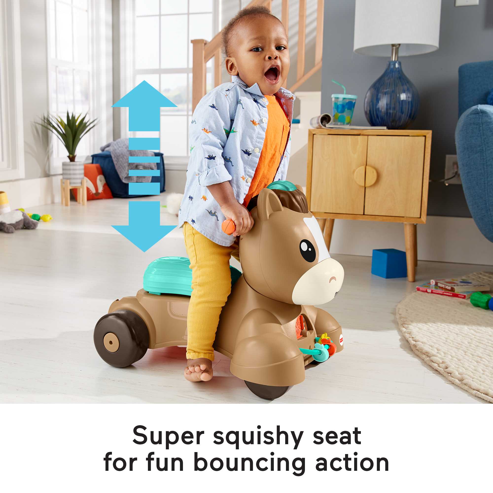 Fisher-Price Walk Bounce & Ride Pony, Infant To Toddler Musical Walker And Ride-On Toy