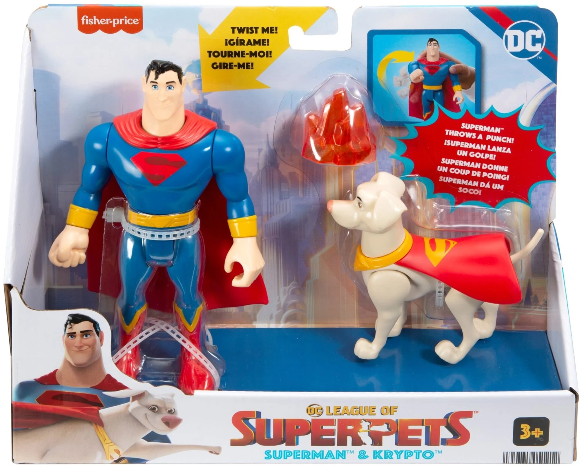 Fisher-Price DC League Of Super-Pets Superman & Krypto Figures & Accessories Set, 3 Toys