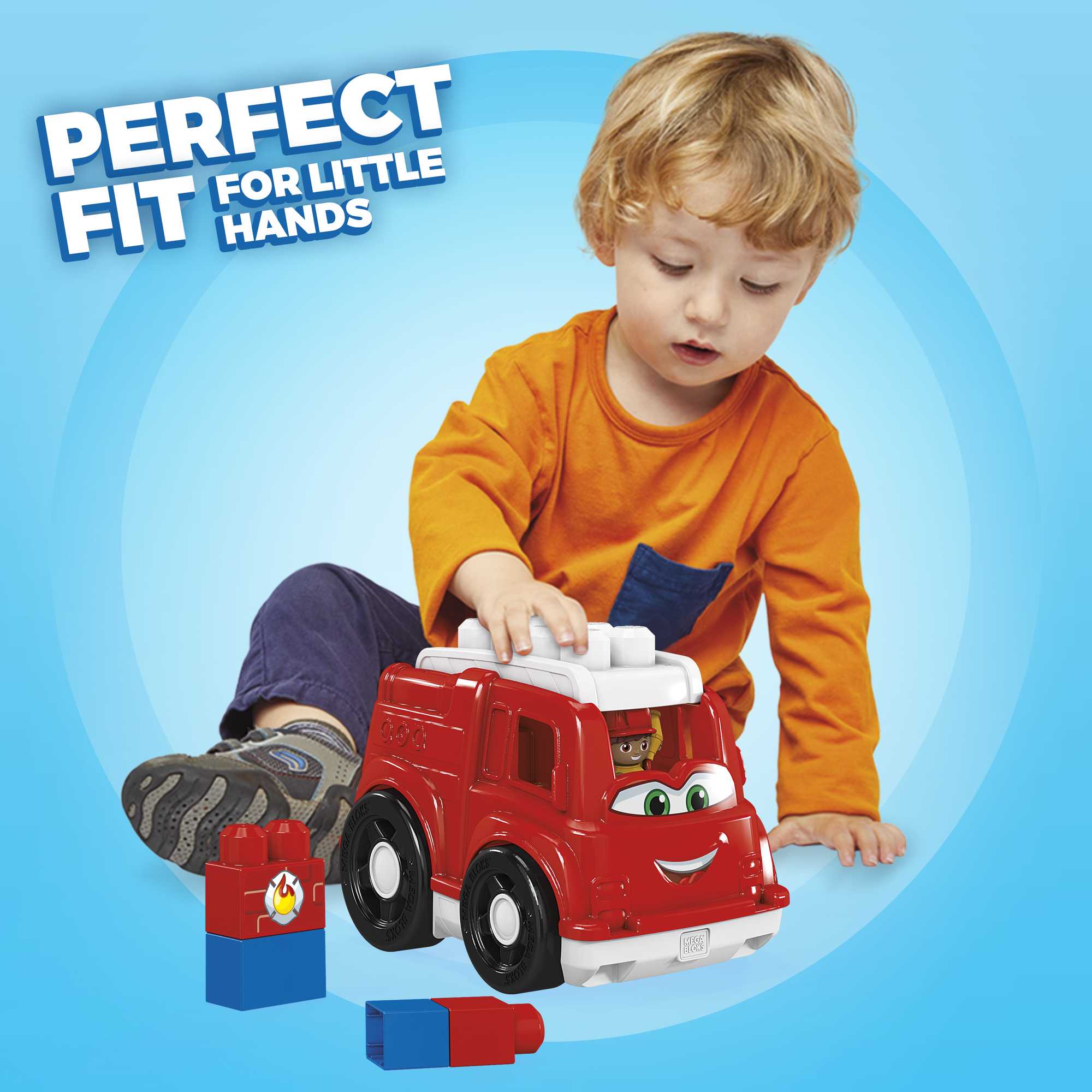 MEGA BLOKS Freddy Fire Truck Fisher-Price Toy Blocks With 1 Figure (6 Pieces) For Toddler
