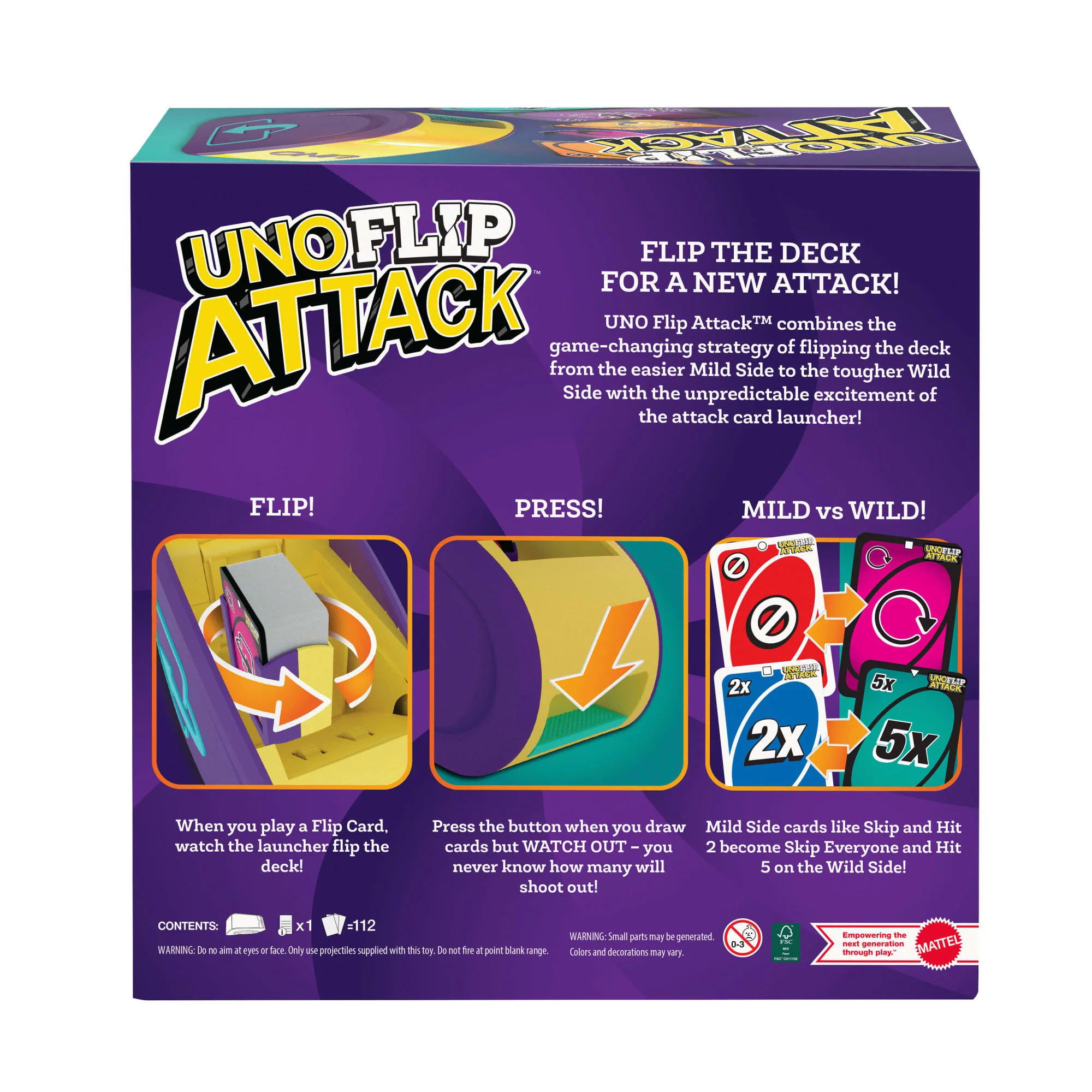 UNO Flip Attack Card Game For Kids, Adults & Family Night