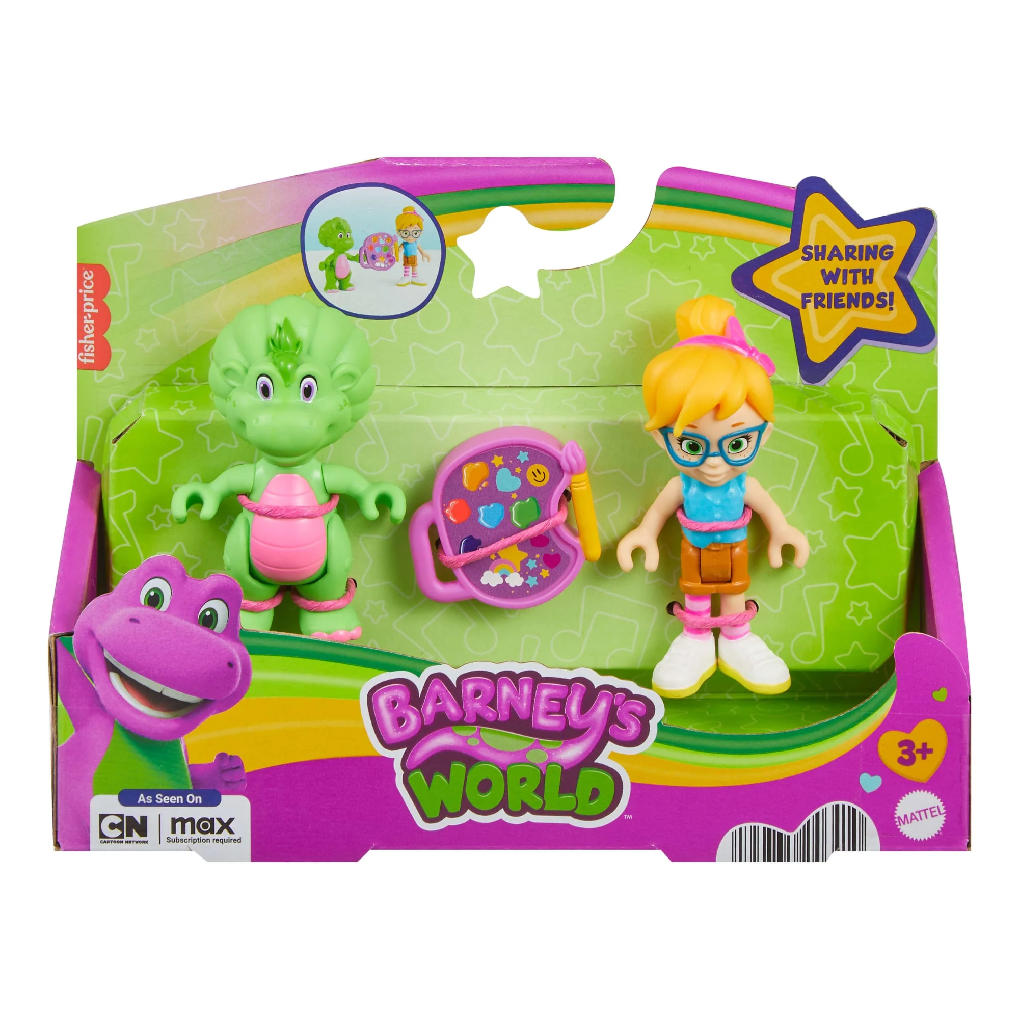 Fisher-Price Barney's World Barney's Friend Vivie & Baby Bop Figure Set For Kids, 3 Toys