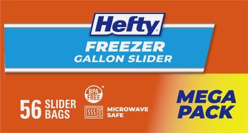 Hefty Slider Freezer Storage Bags, Gallon Size, 56 Count