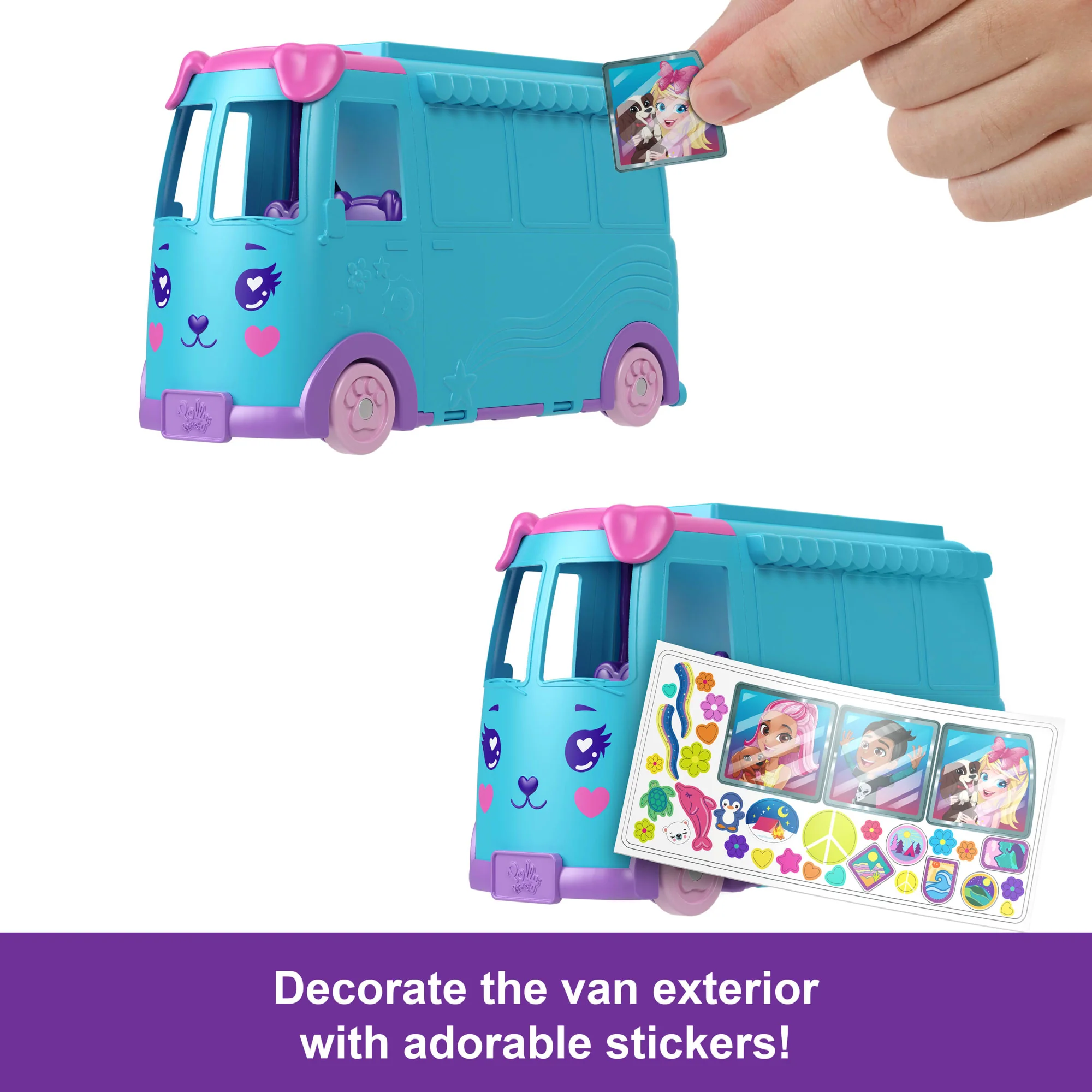 Polly Pocket Pet Mobile Adventure Playset With Micro Dolls & Transforming Camper Van, Pets & Toy Car