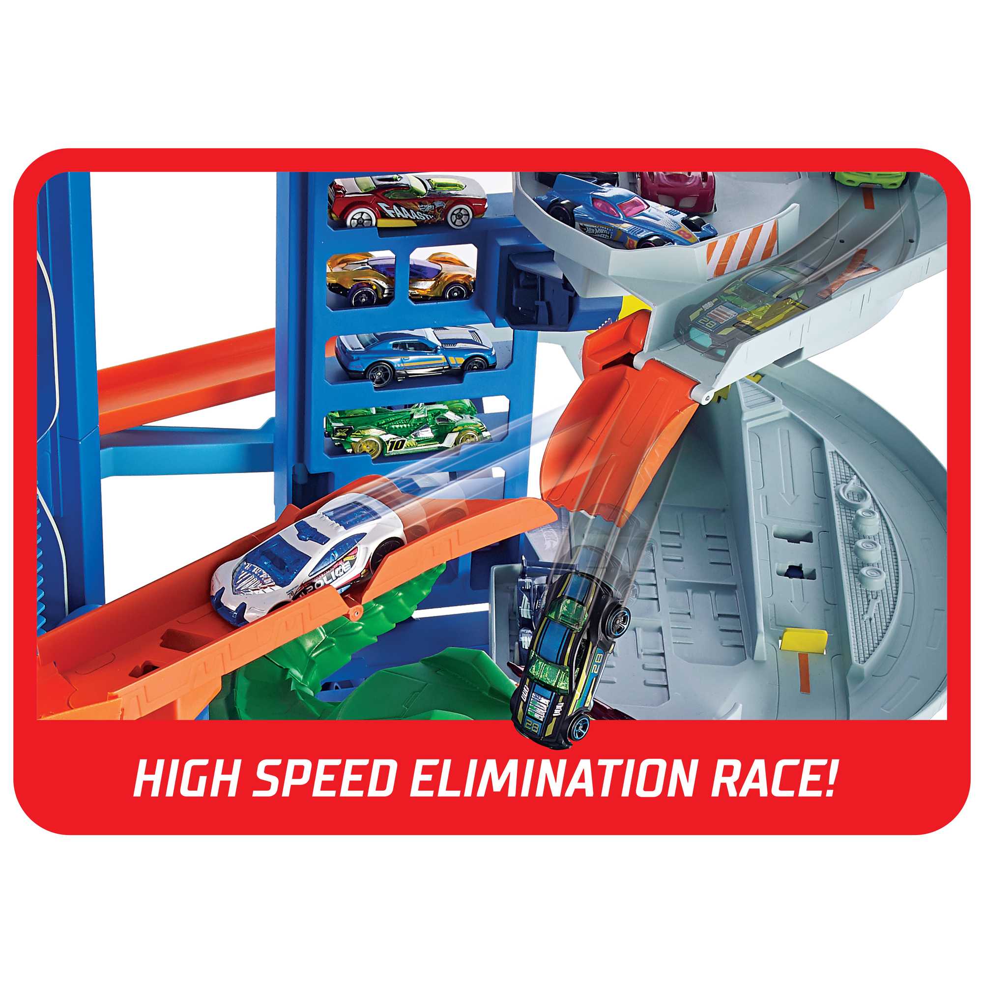 Hot Wheels Track Set And 2 Toy Cars, City Ultimate Garage Playset, Parking For 100+ Cars