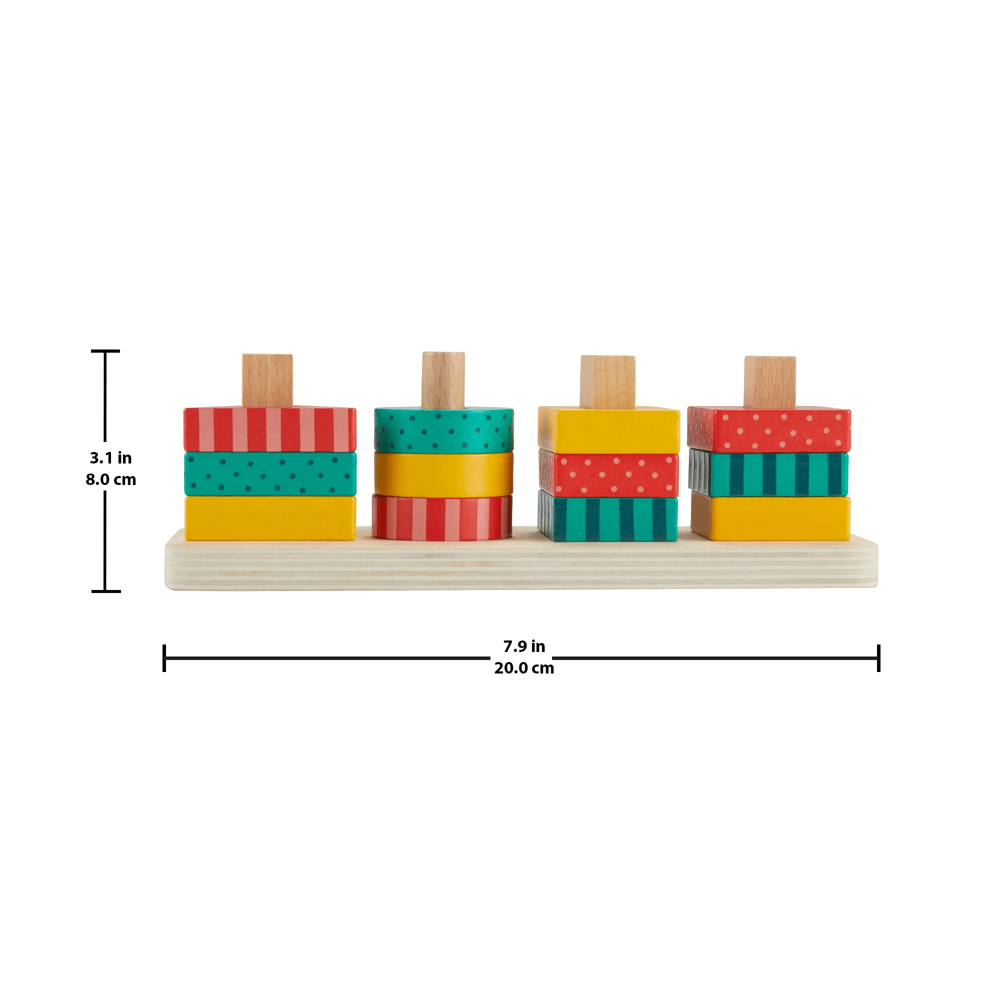 Fisher-Price Wood Toddler Toy Shape Stacker, 13-Piece Wooden Sorting Activity For Fine Motor Play Preschool Kids Ages 2+ Years