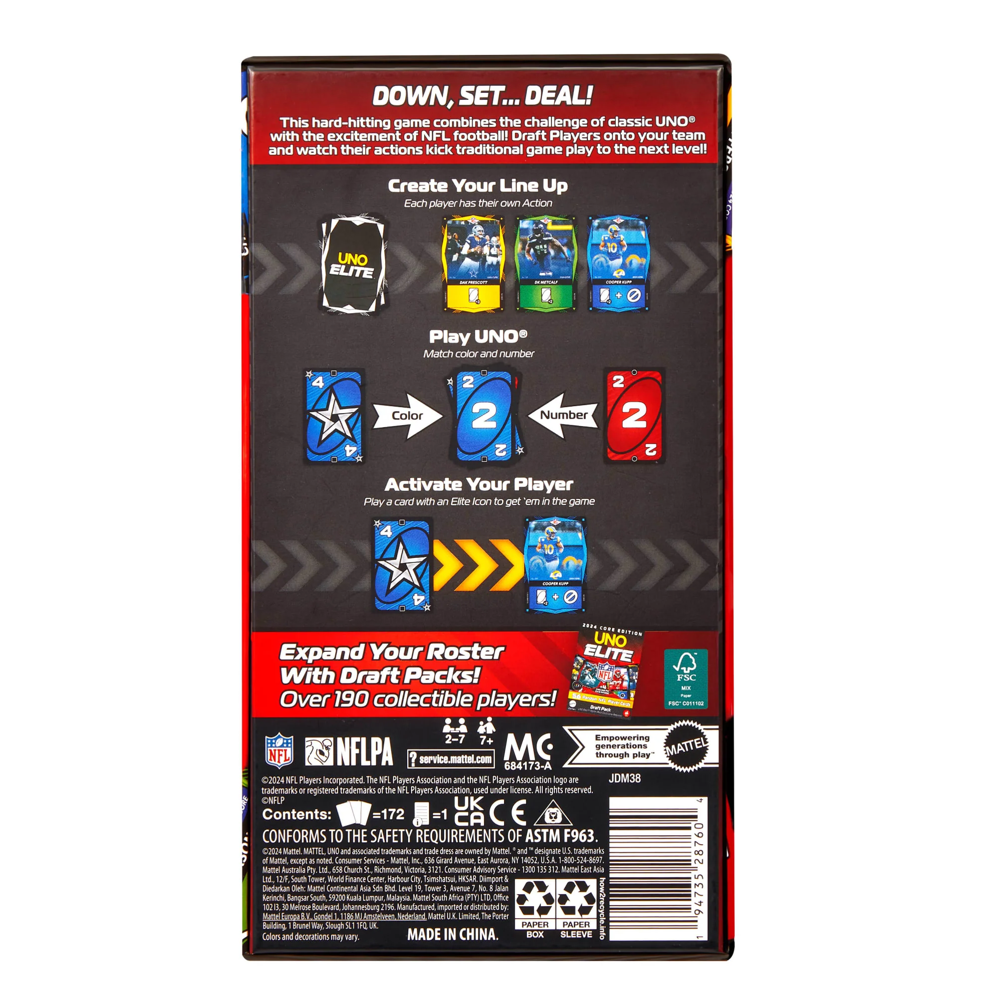 UNO Elite NFL Card Game With 4 Collectible Foil Cards For Kids, Fans, Adults & Family Night