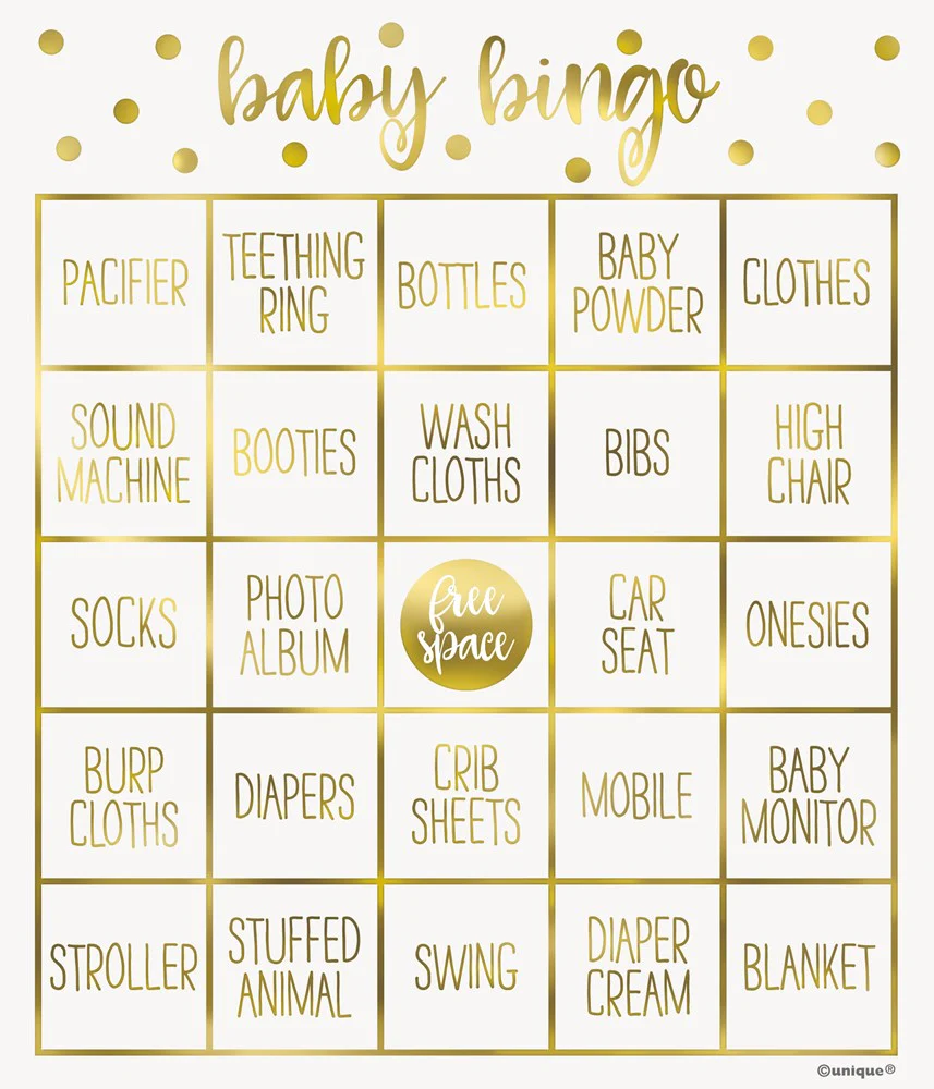 Oh Baby Gold Baby Shower Bingo Kit 8pc