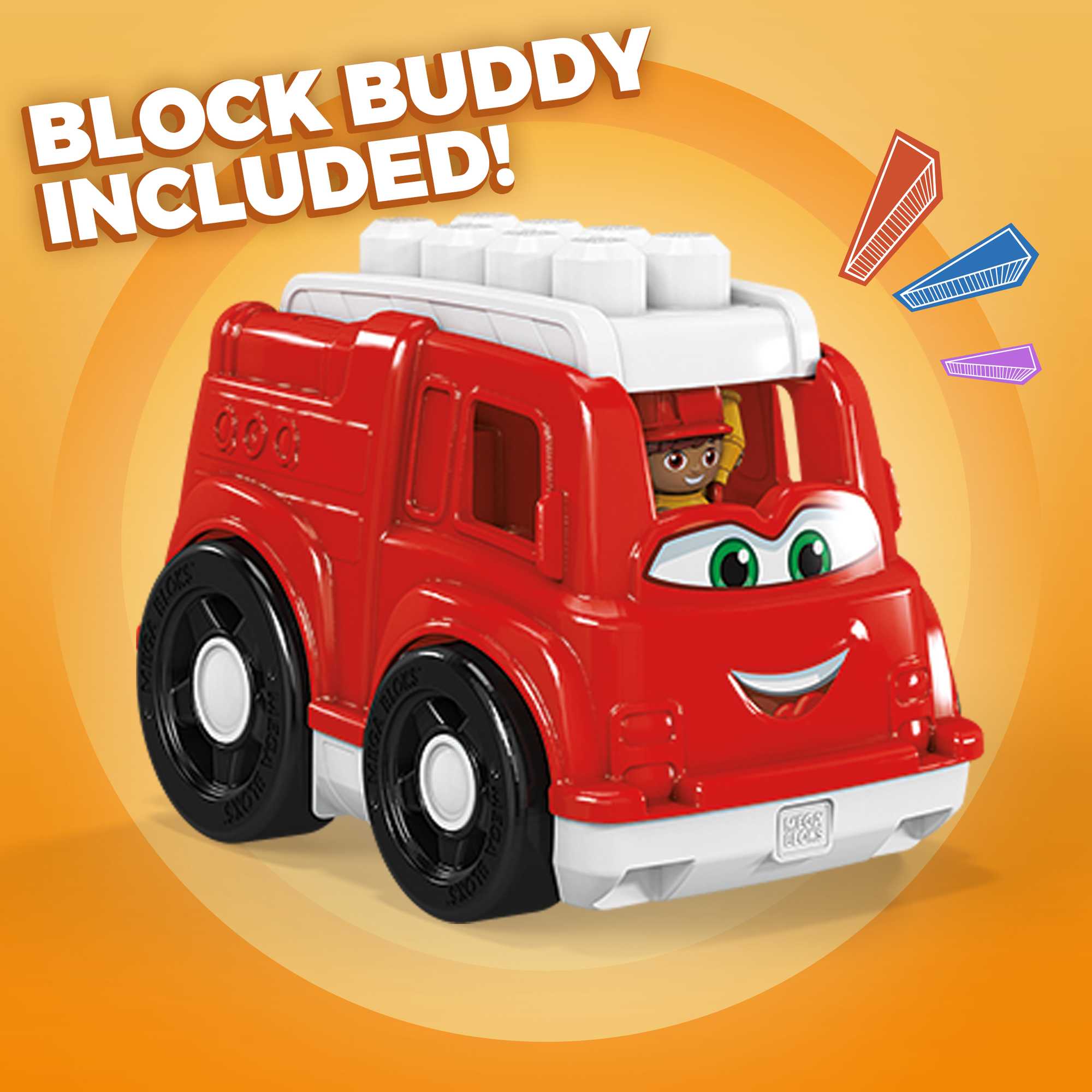 MEGA BLOKS Freddy Fire Truck Fisher-Price Toy Blocks With 1 Figure (6 Pieces) For Toddler