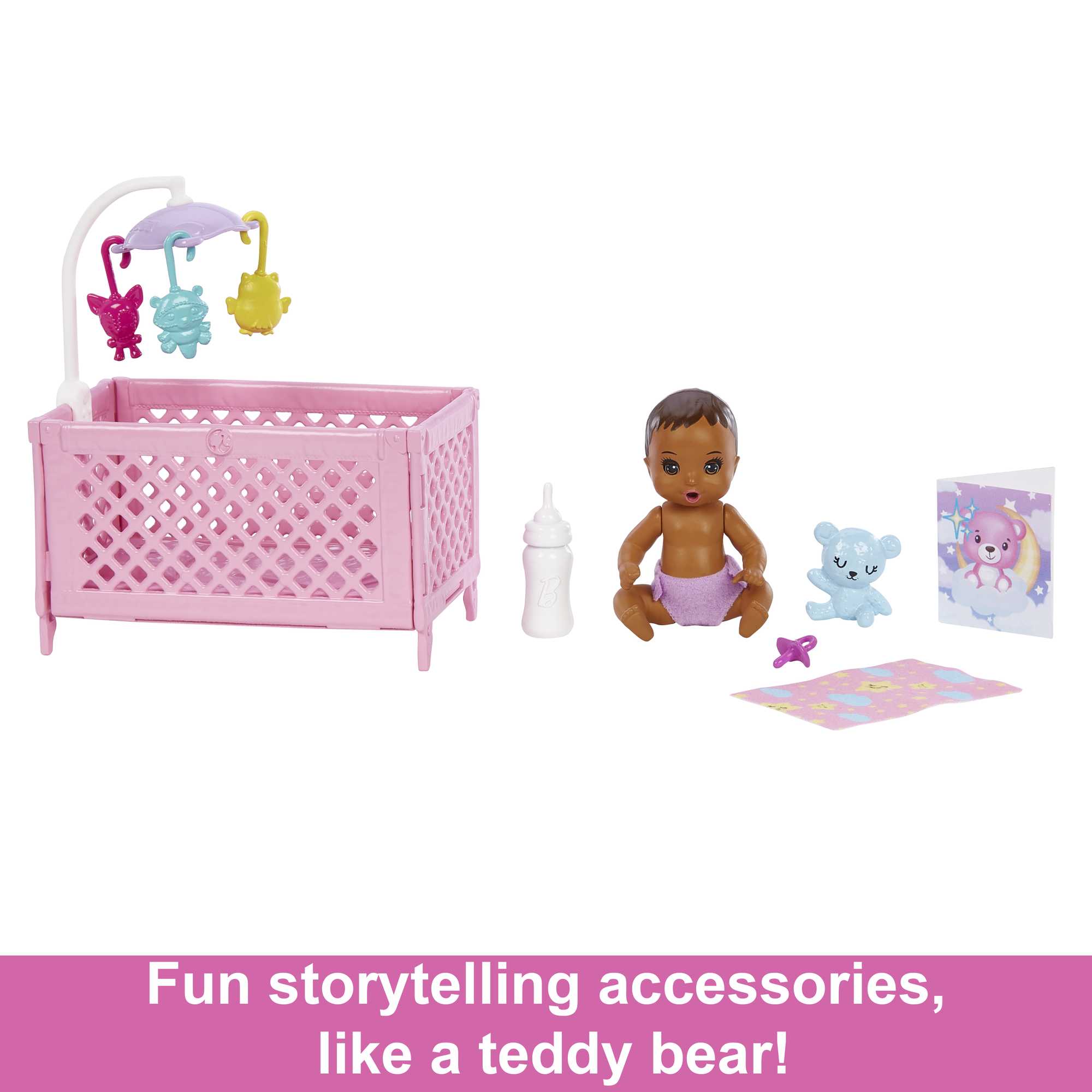 Barbie Skipper Babysitters Playset With Friend Doll, Baby Doll With Sleepy Eyes, Crib And Accessories