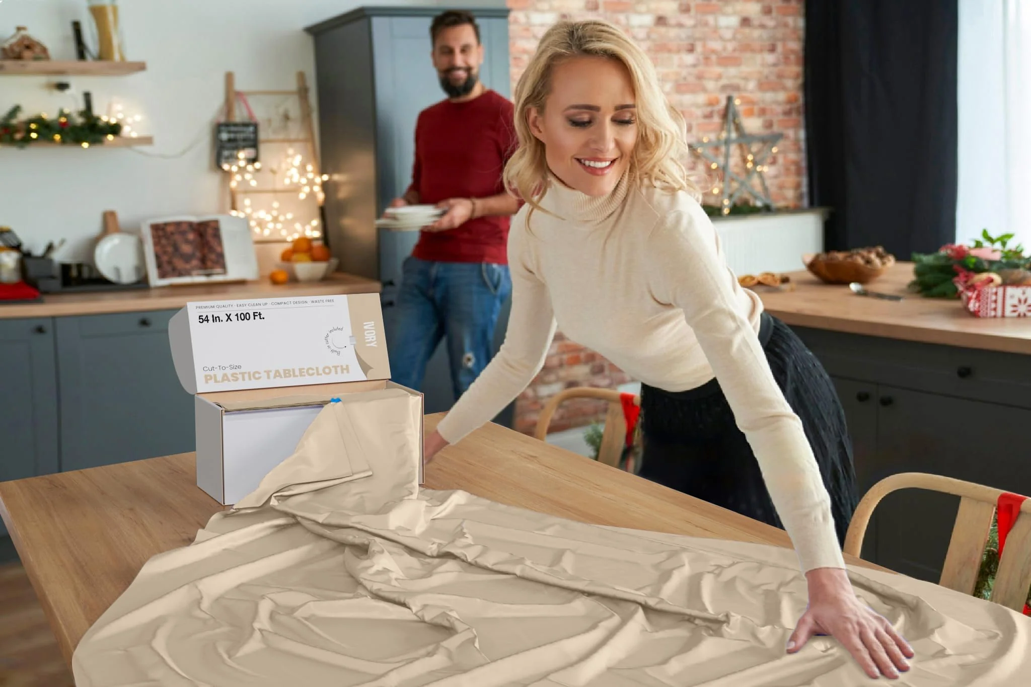 54 In. x 100 Ft. Cut To Size Table Roll | Ivory