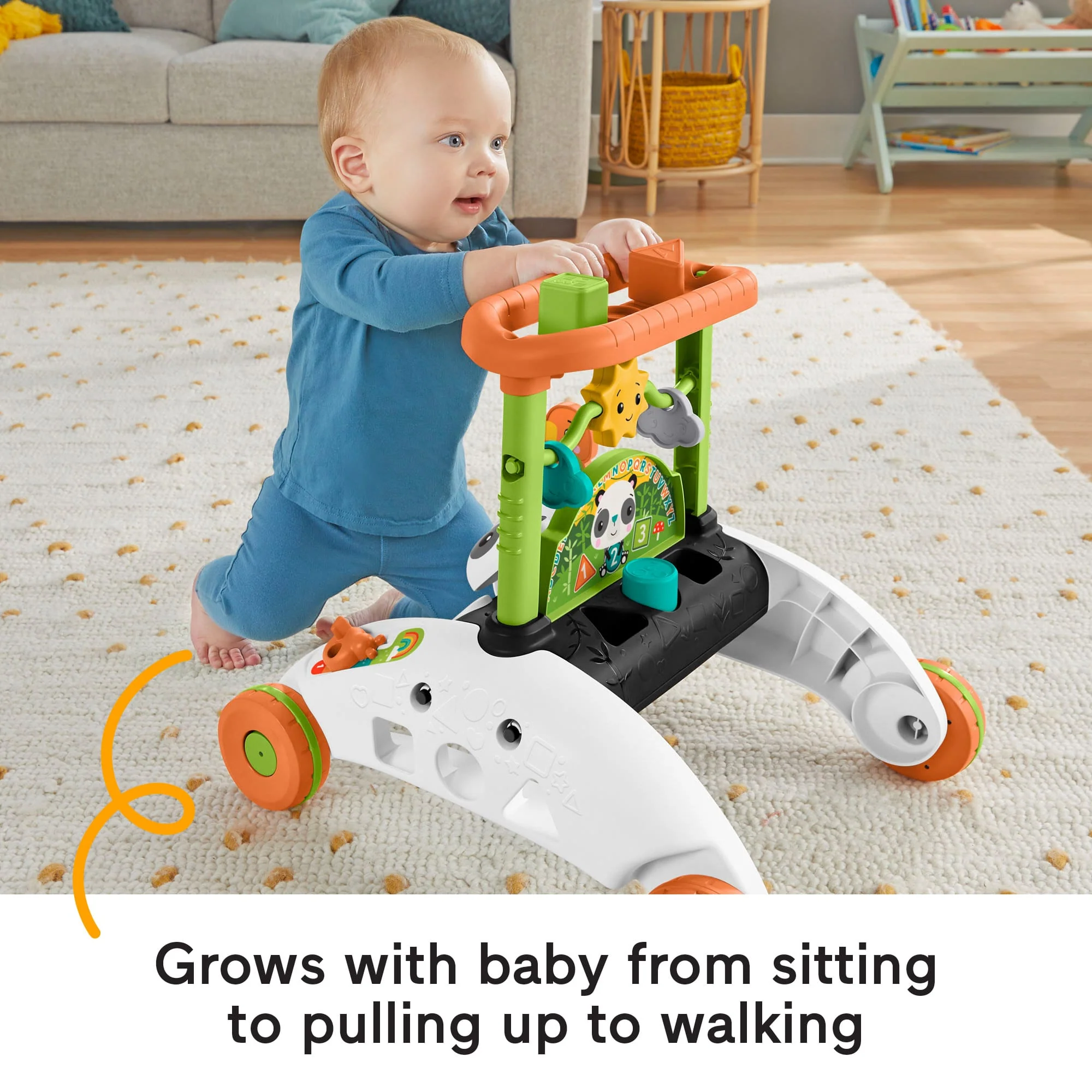 Fisher-Price 2-Sided Steady Speed Panda Walker Baby & Toddler Learning Toy With Music & Blocks