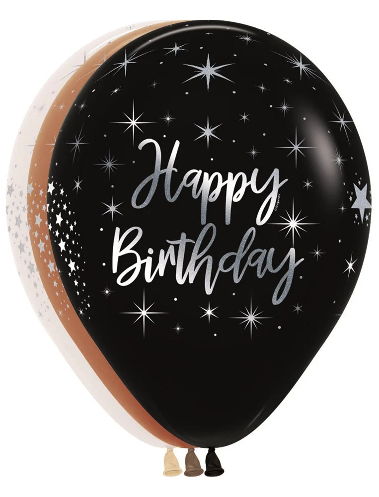 11 inch Sempertex Happy Birthday Radiant Latex Balloons All Over Print 50ct
