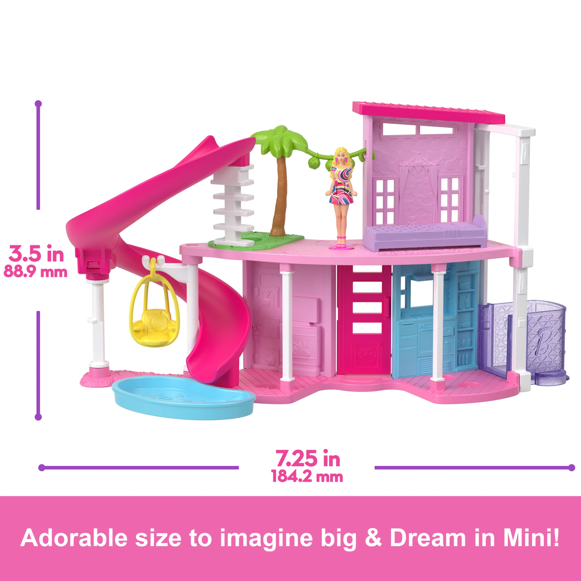 Barbie Mini Barbieland Doll House Playsets With 1.5-inch Doll, Furniture & Accessories