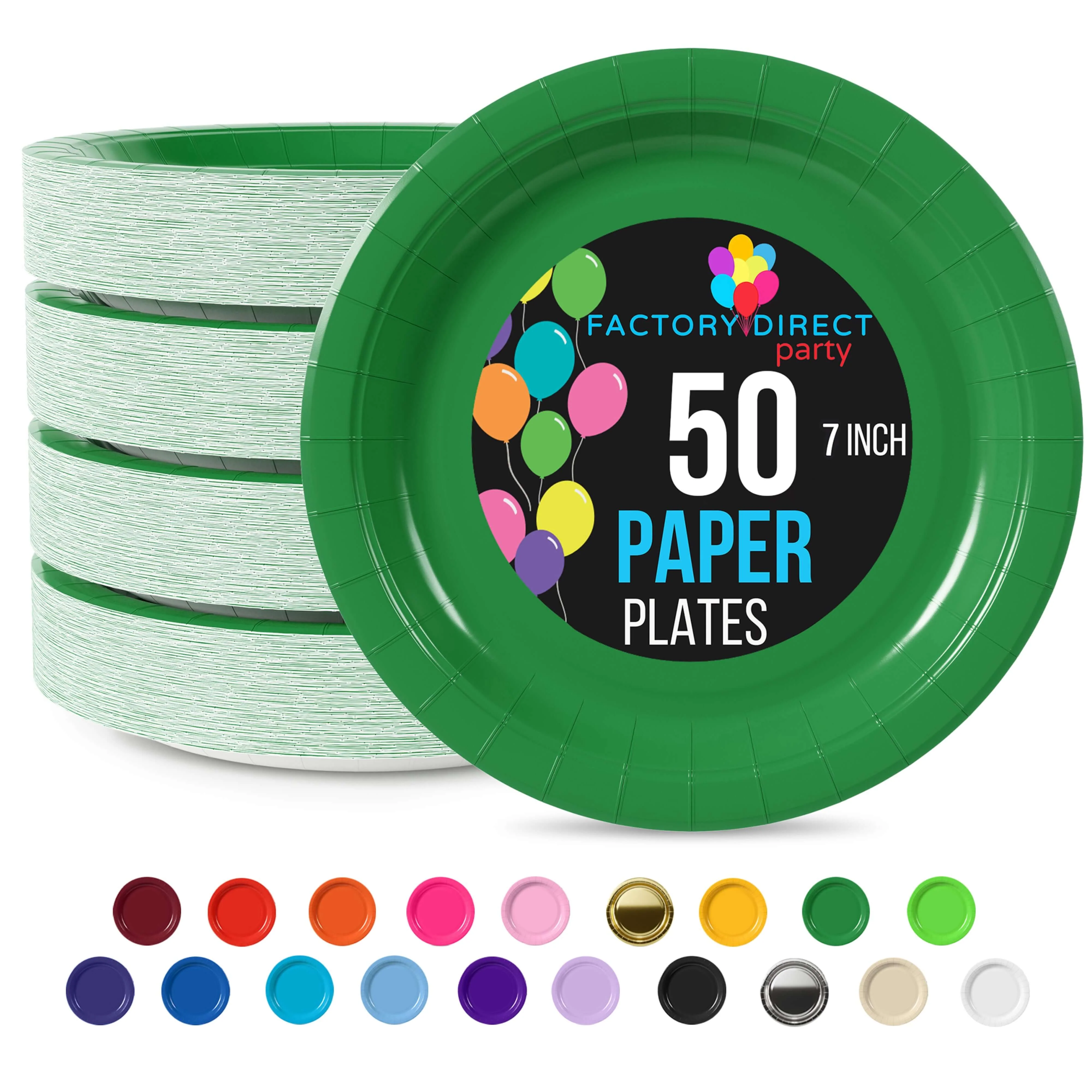 7 In. Emerald Green Paper Plates - 50 Ct.