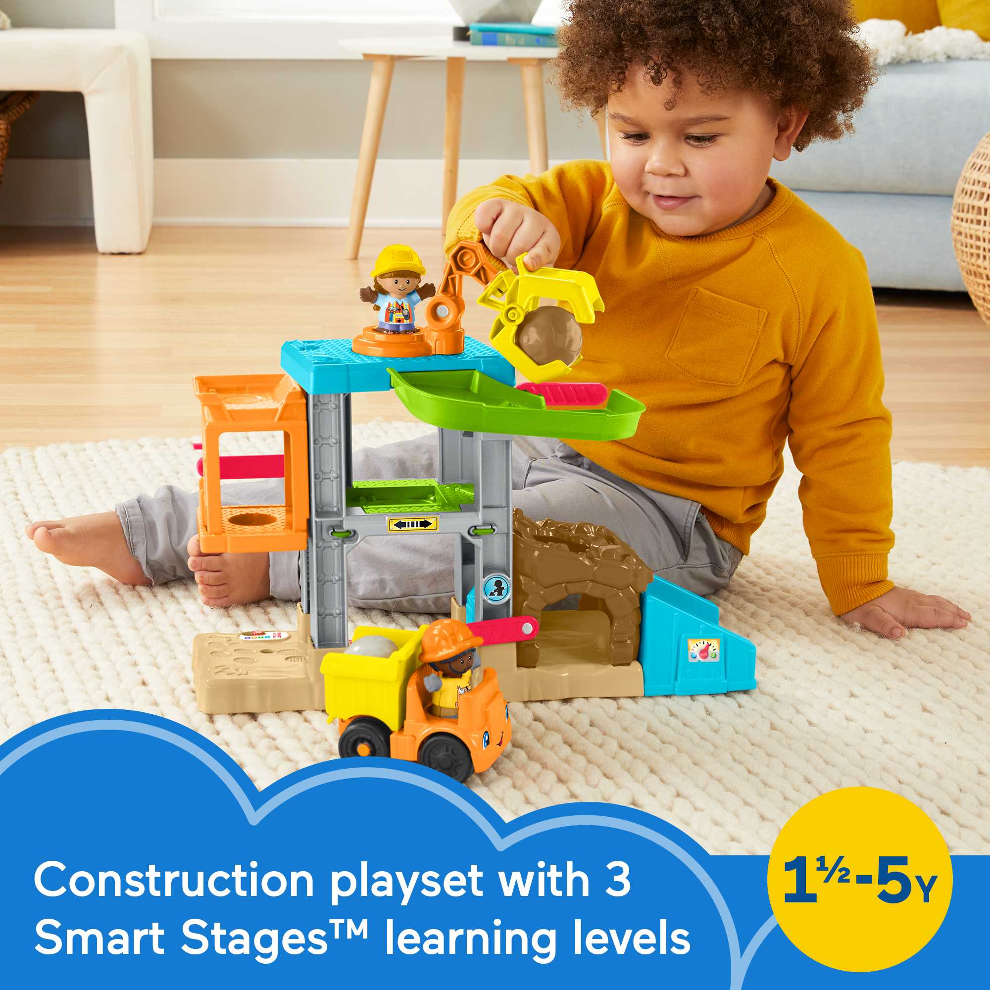 Fisher-Price Little People Load Up ��n Learn Construction Site Toddler Musical Playset With 5 Pieces