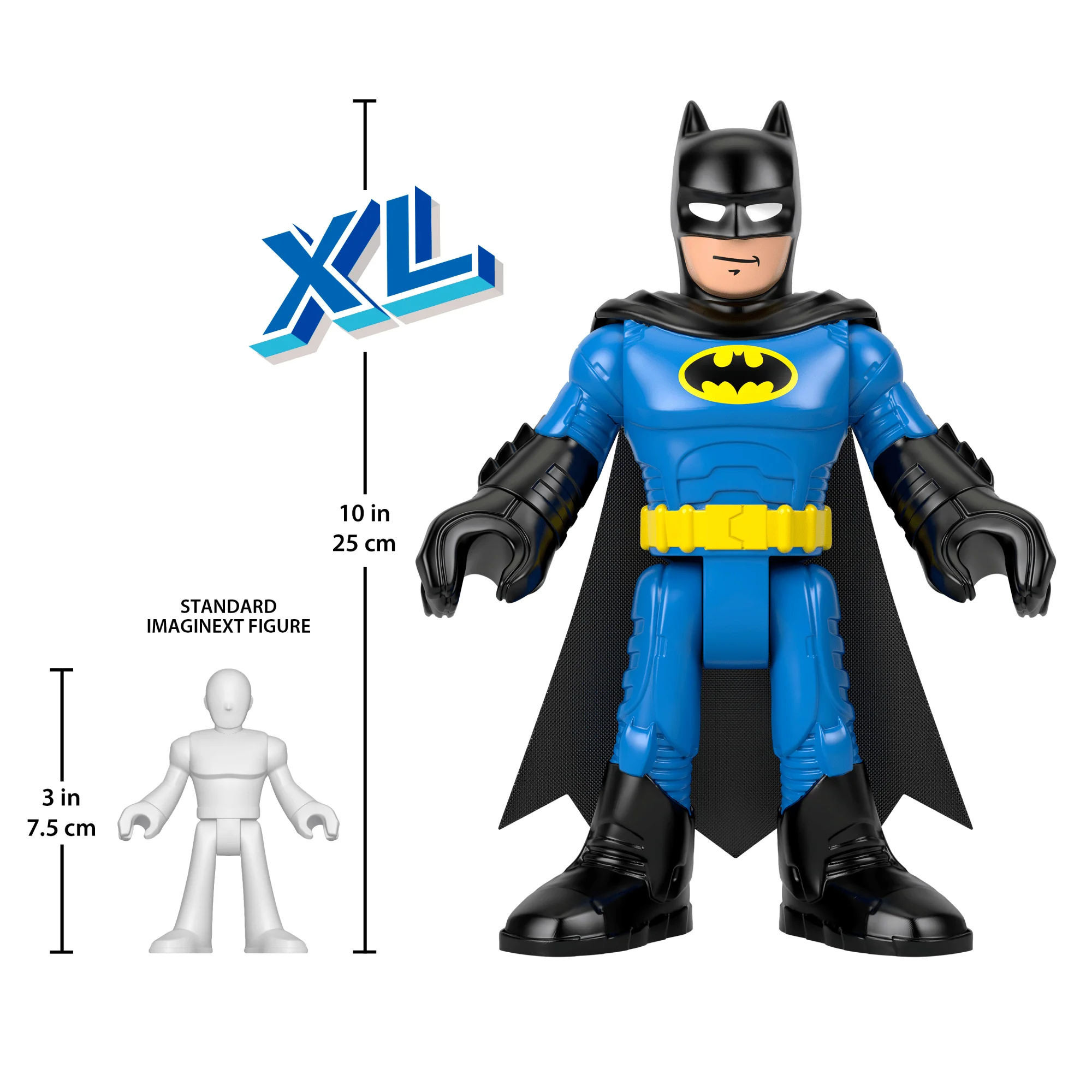Imaginext DC Super Friends Batman XL Figure 10-inch Poseable Preschool Toy, Black & Blue