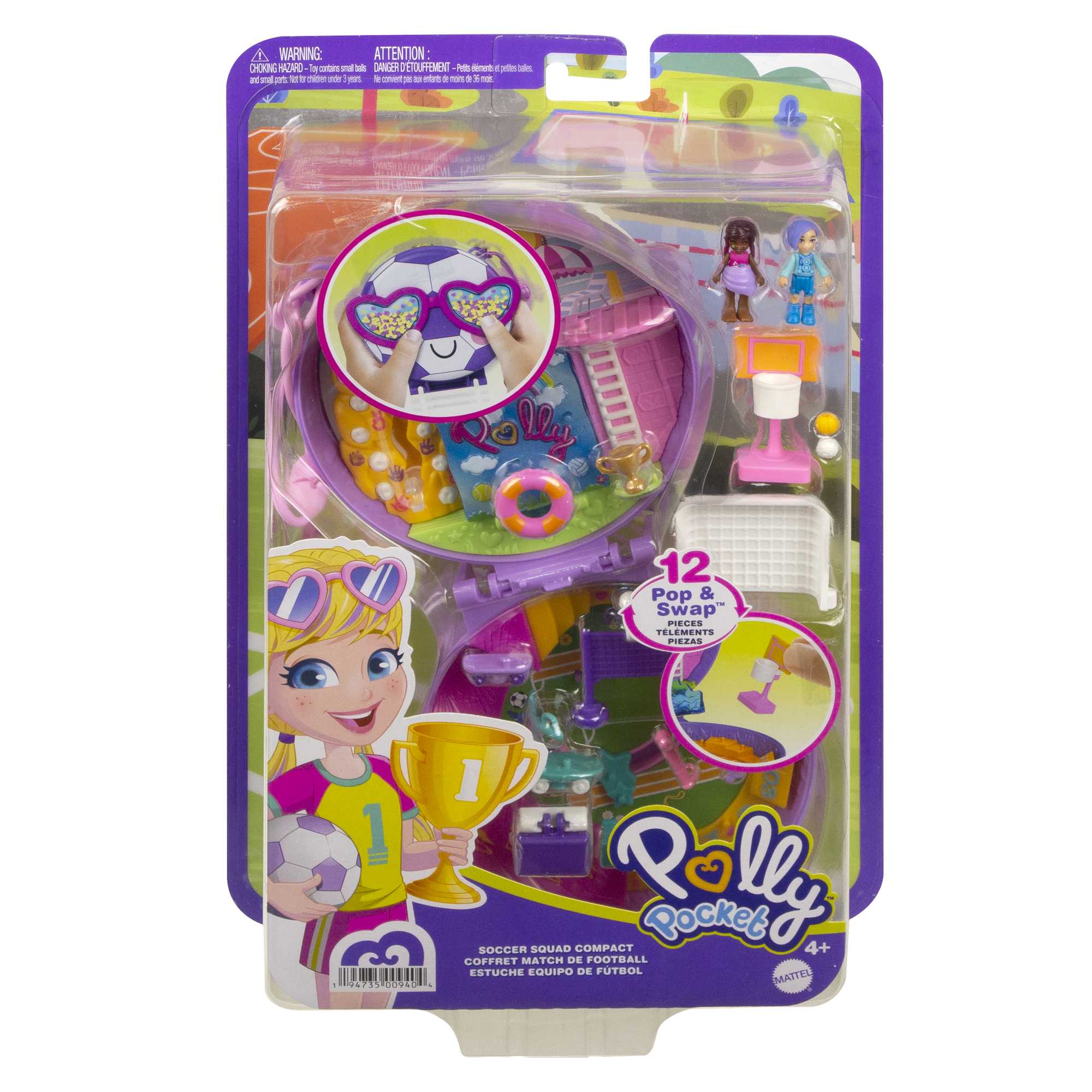 Polly Pocket Soccer Squad Compact Playset, With 2 Micro Dolls & Accessories