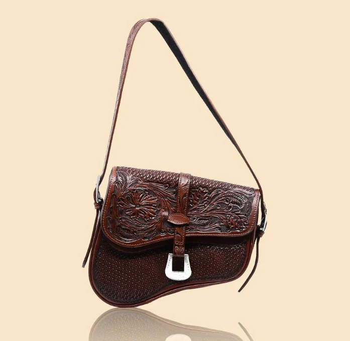 Genuine Hand-tooled leather Saddle Bag 