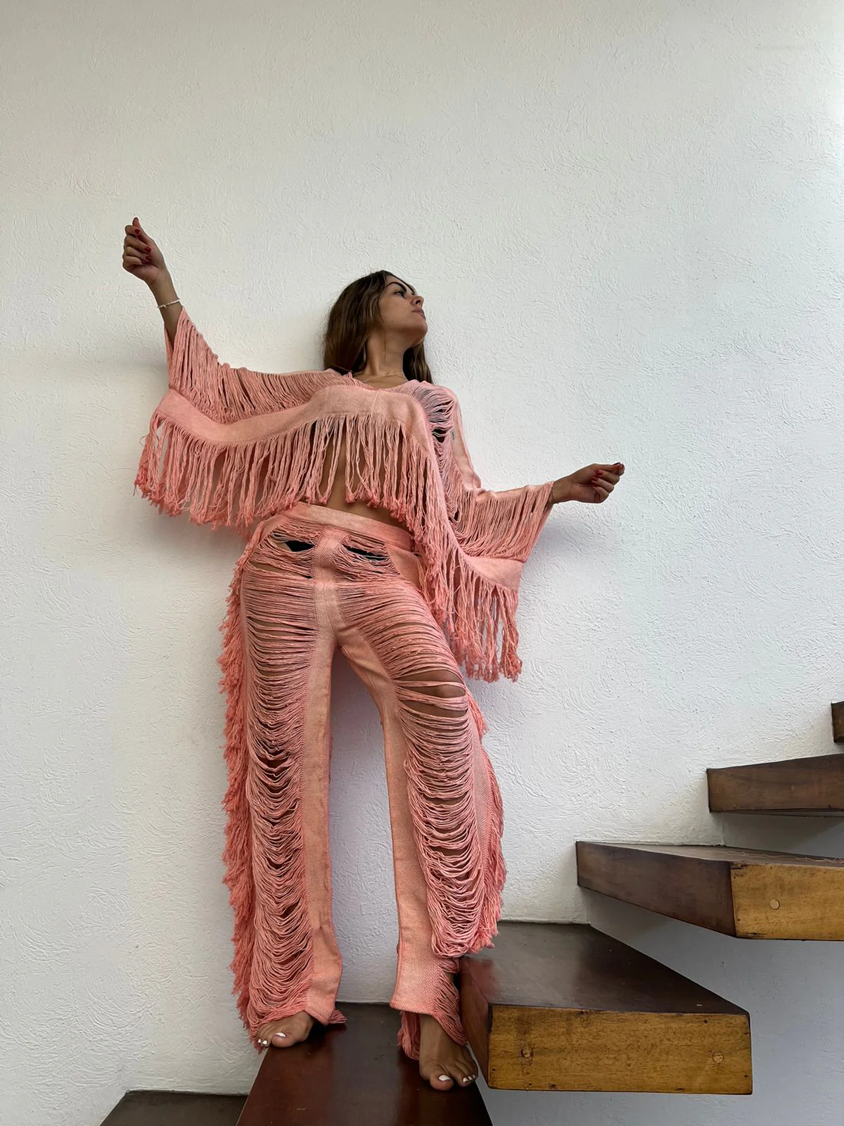 Handmade Frayed Set Pants & Crop 