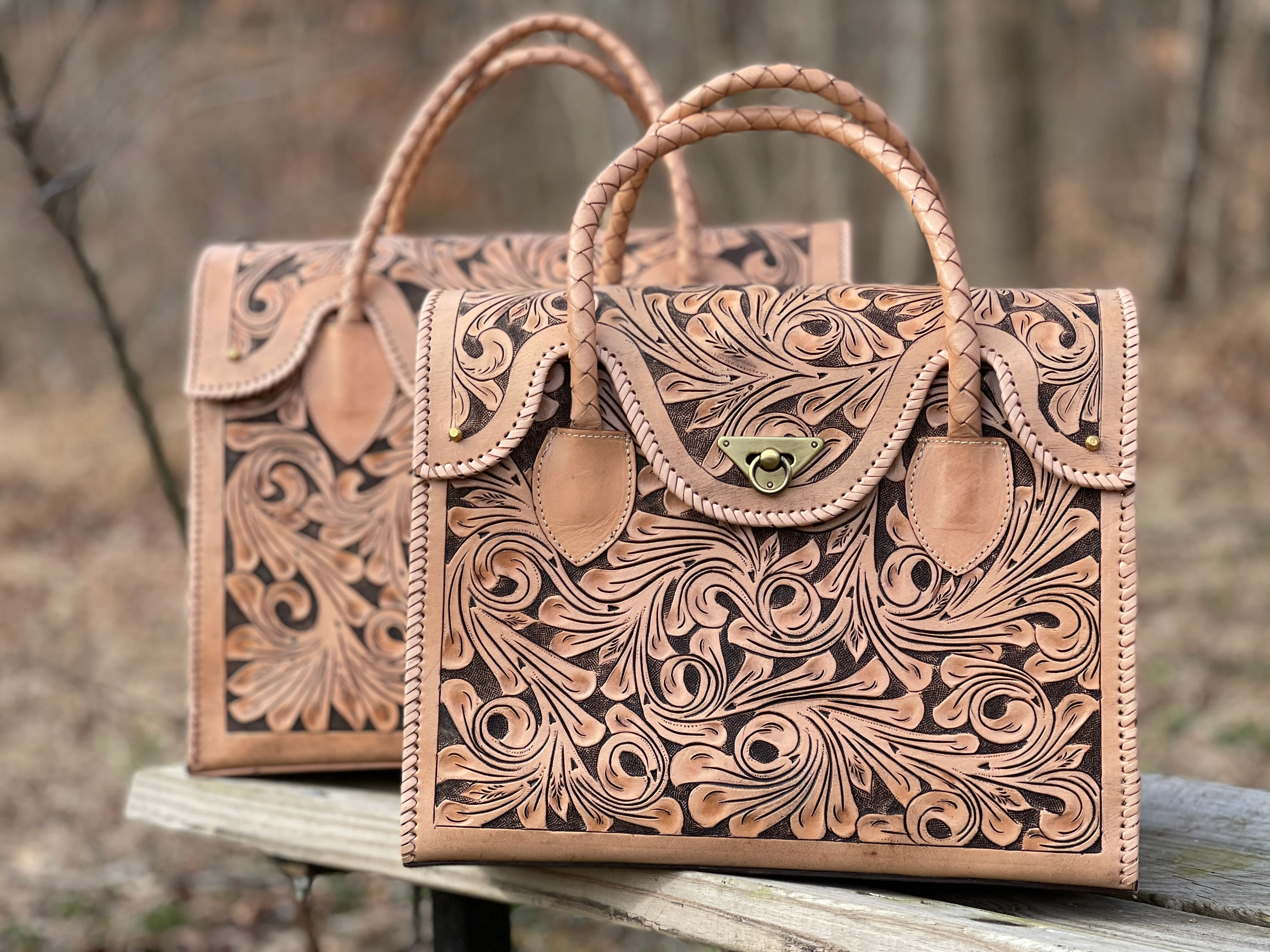 Hand-tooled Leather Small Weekender 