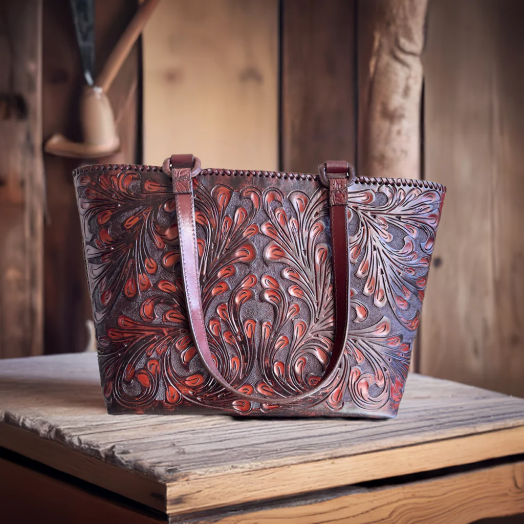 Hand-Tooled Leather, Tote Bag 