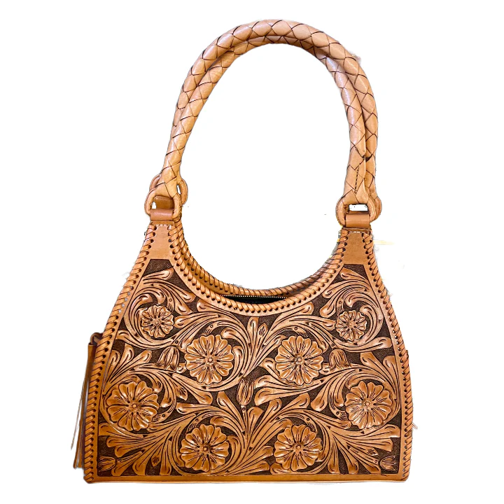 ALLE Hand-Tooled Leather Hobo Bag 