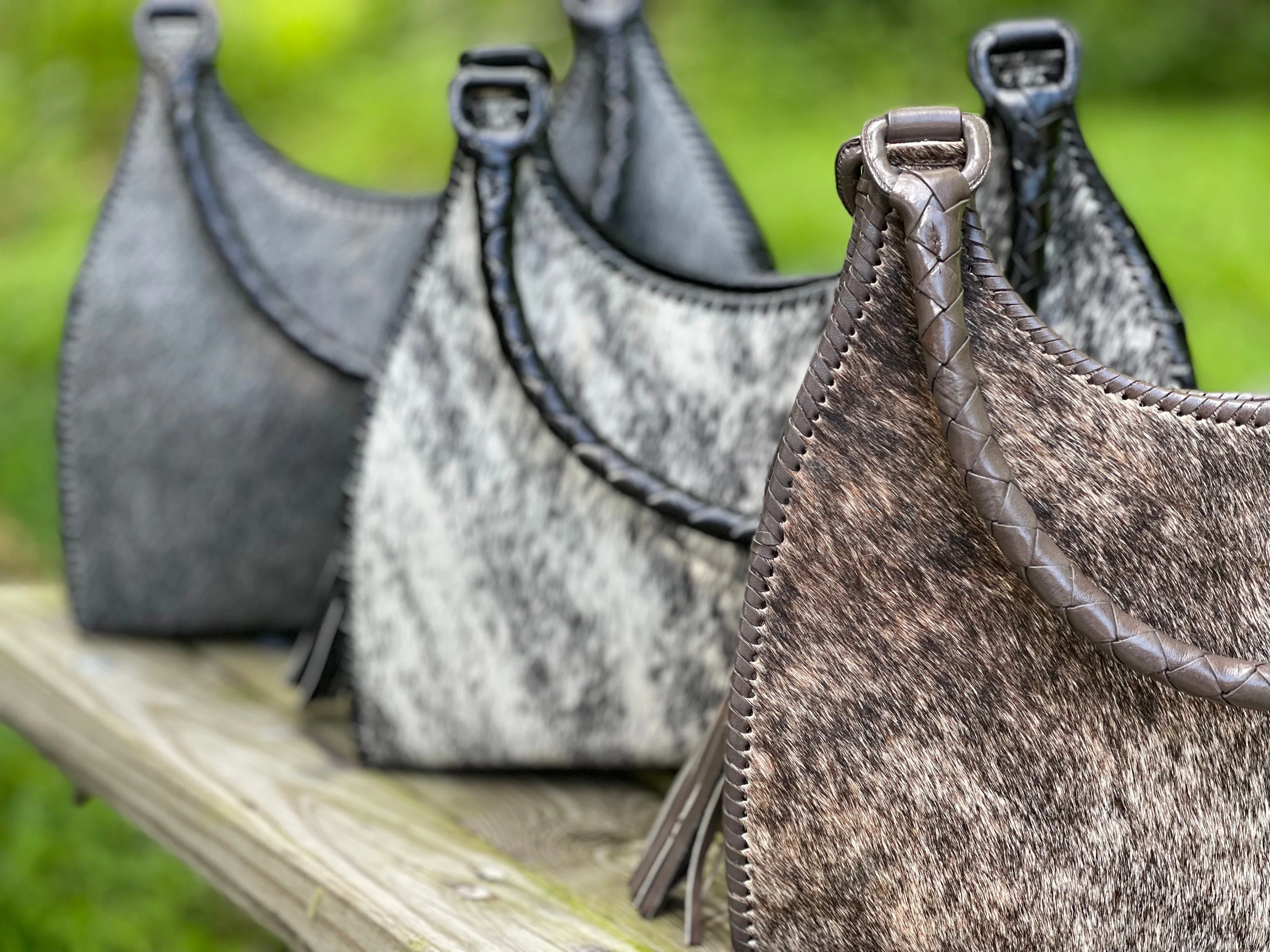 Calf Hair Leather Shoulder Hobo Bag, ALLE 