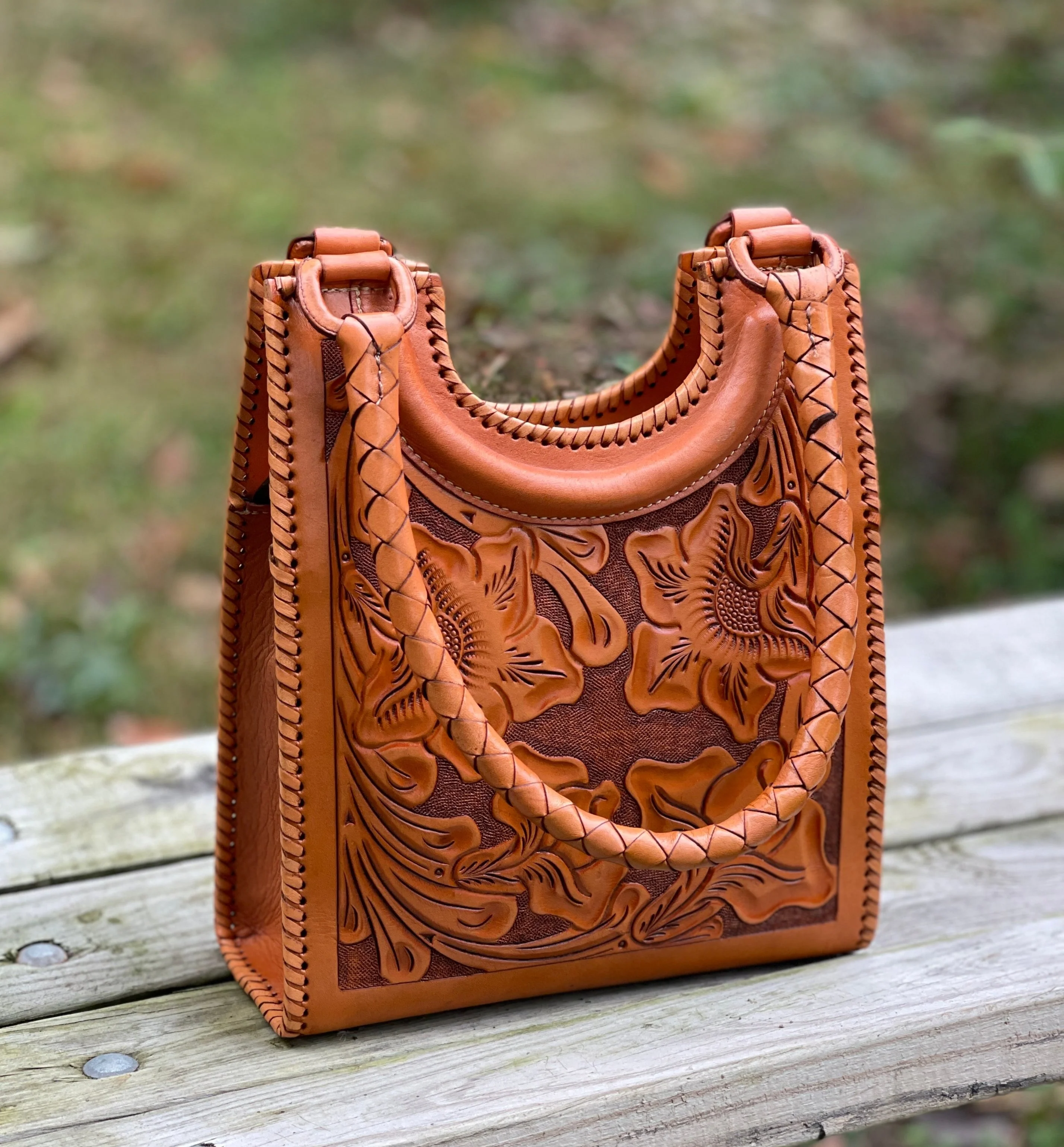 Hand Tooled Leather Hobo Bag