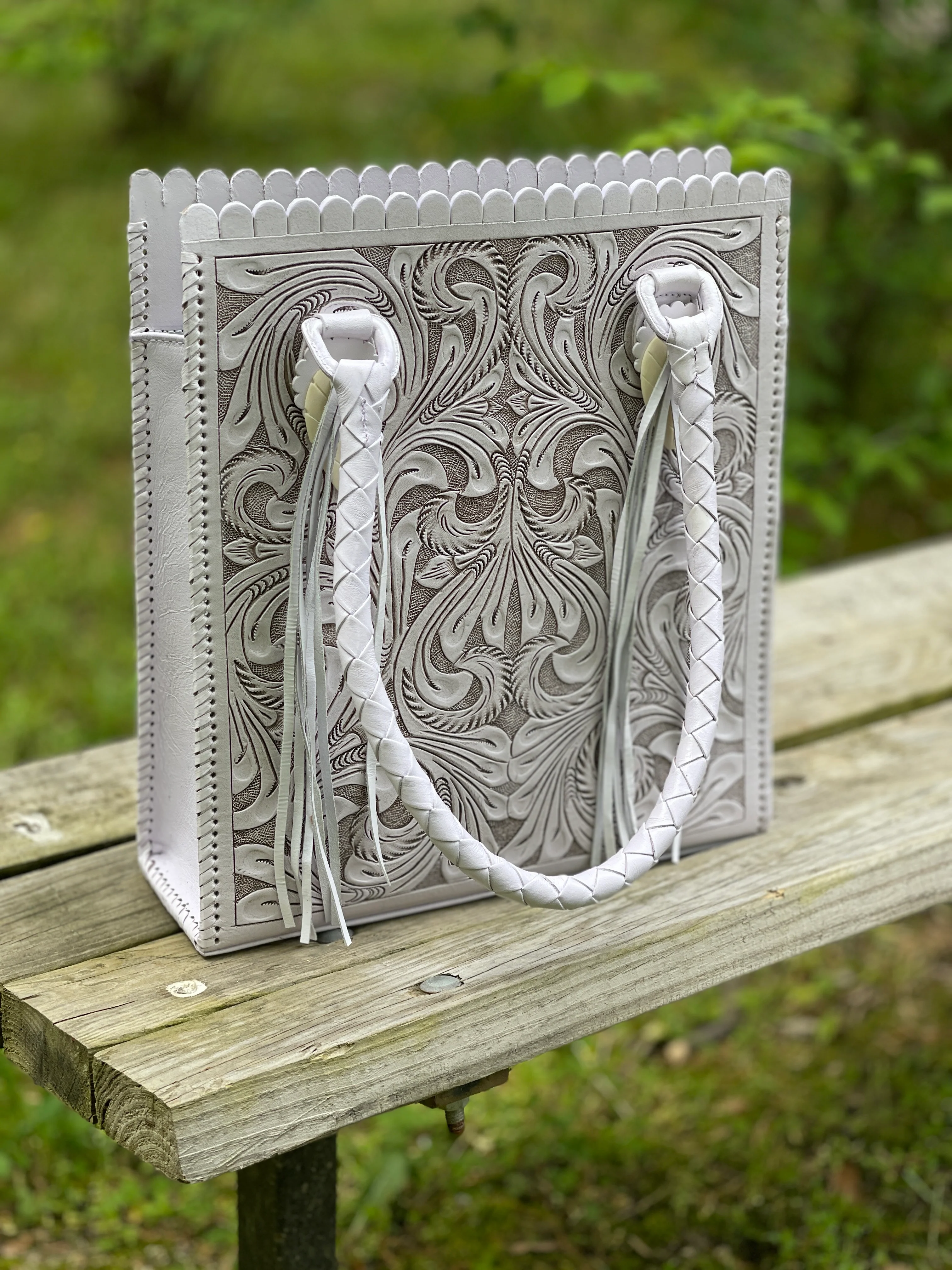 Hand Tooled Leather Tote Bag 