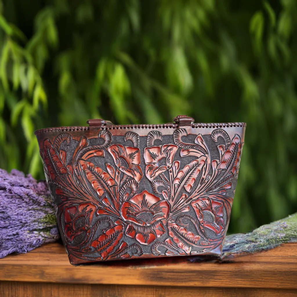 Hand-Tooled Leather, Tote Bag 