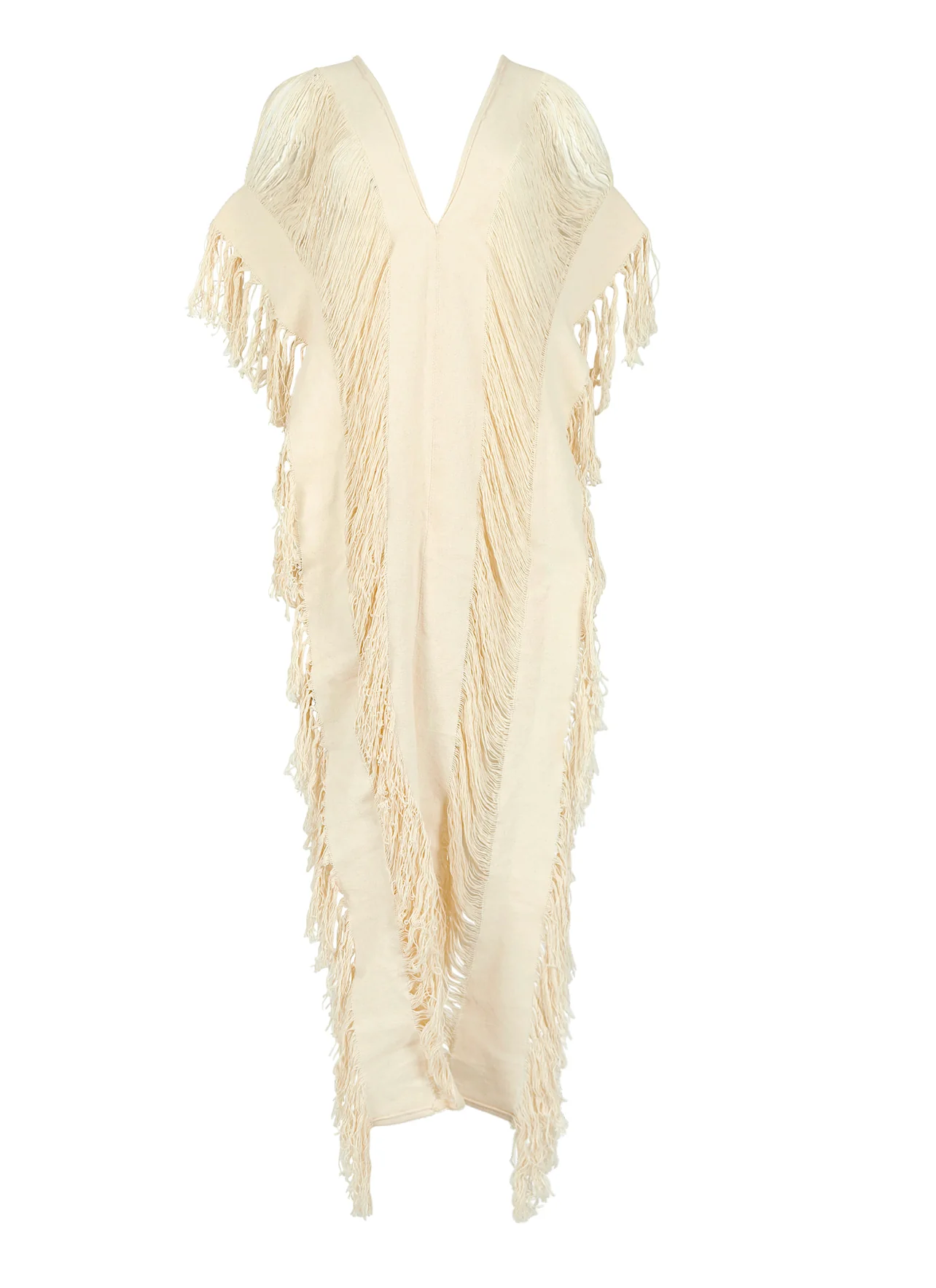 Handmade Frayed Maxi Beach Cotton Dress 