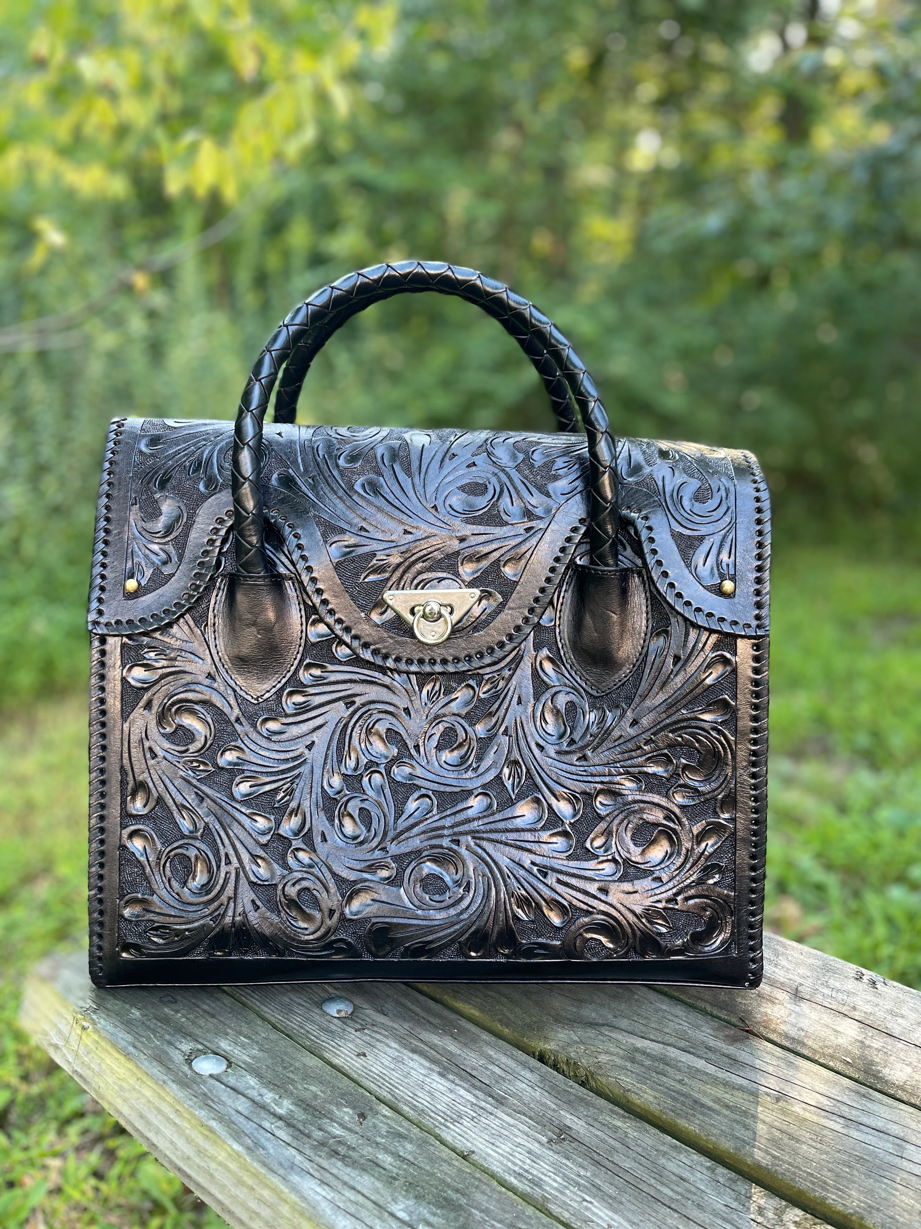 Hand-tooled Leather Small Weekender 