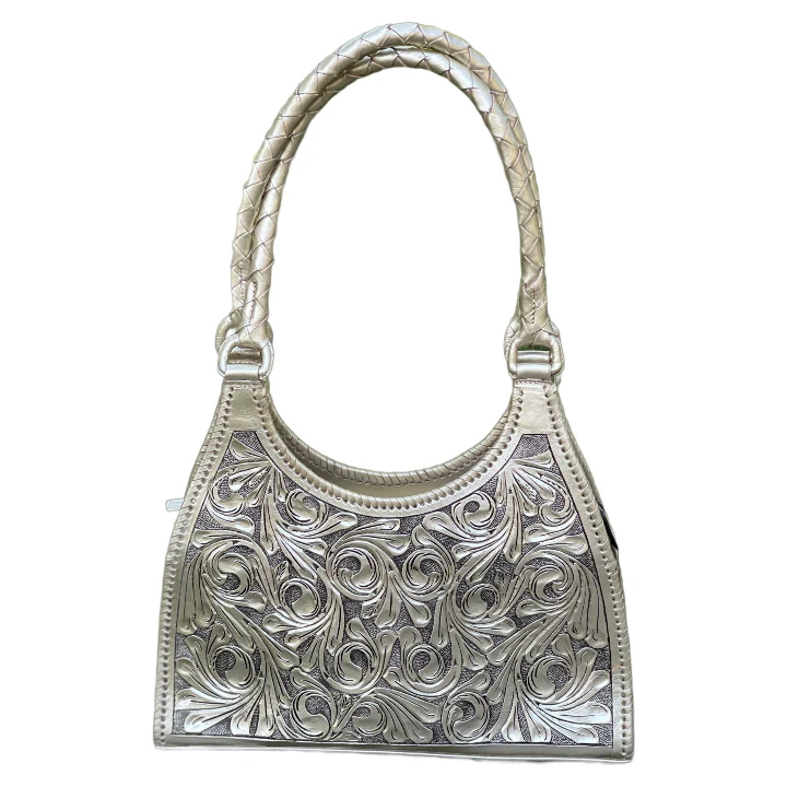 ALLE Hand-Tooled Leather Hobo Bag 