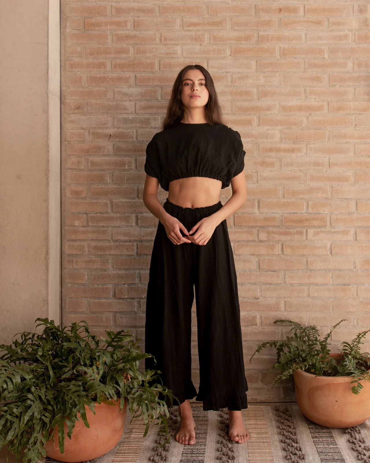 IRIS Cotton Short Sleeves Crop-Top