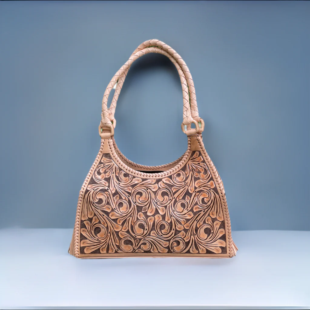 ALLE Hand-Tooled Leather Hobo Bag 