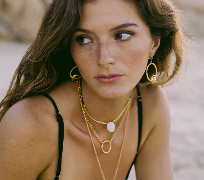 ALLE Sol y Luna Lapislazuli & Gold Hoops Earrings