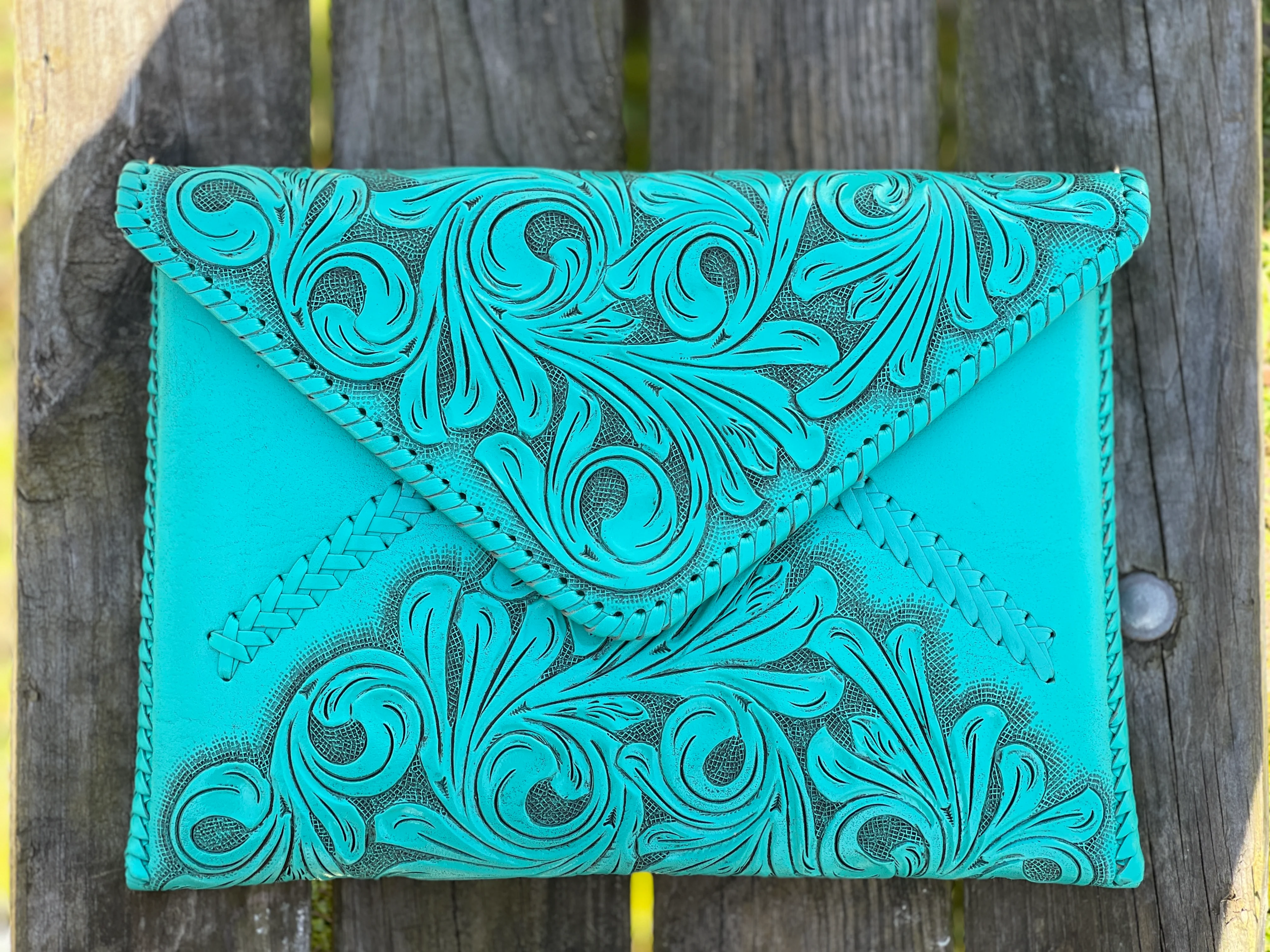 Hand-Tooled Leather Crossbody & Clutch Bag 