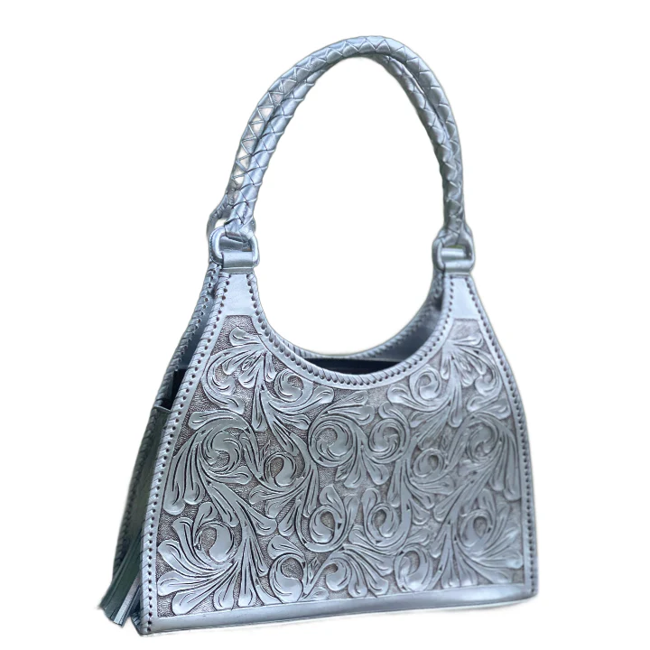 ALLE Hand-Tooled Leather Hobo Bag 