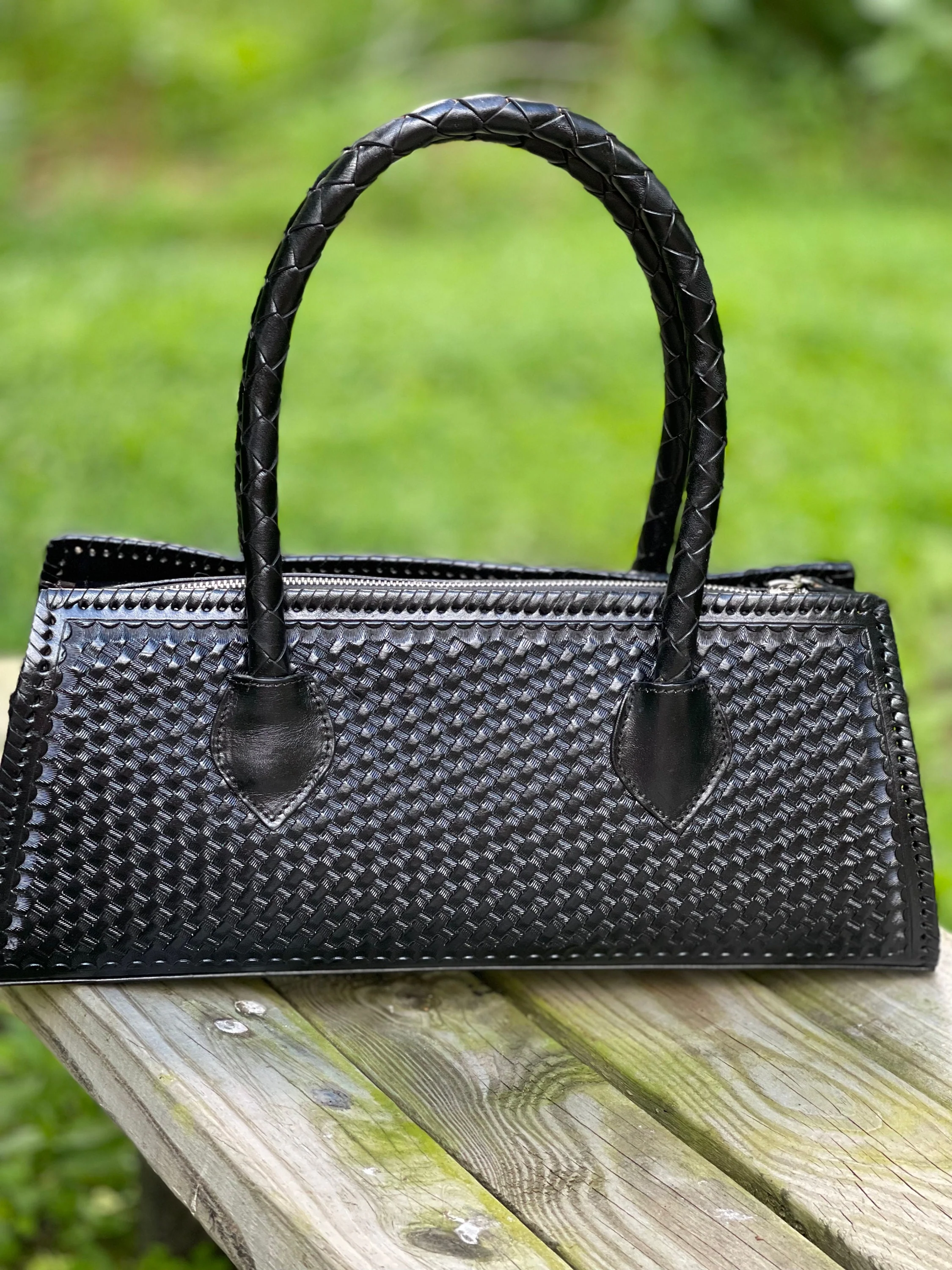 Calf Hair Leather Satchel Bag, 