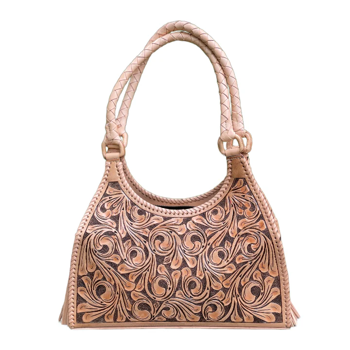 ALLE Hand-Tooled Leather Hobo Bag 